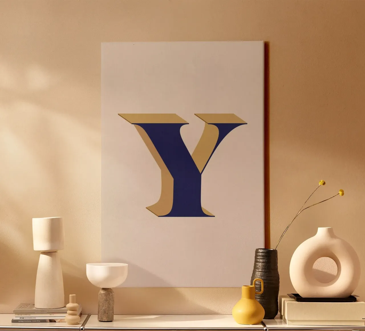 Blue Y canvas met Baklijst van daylight design studio