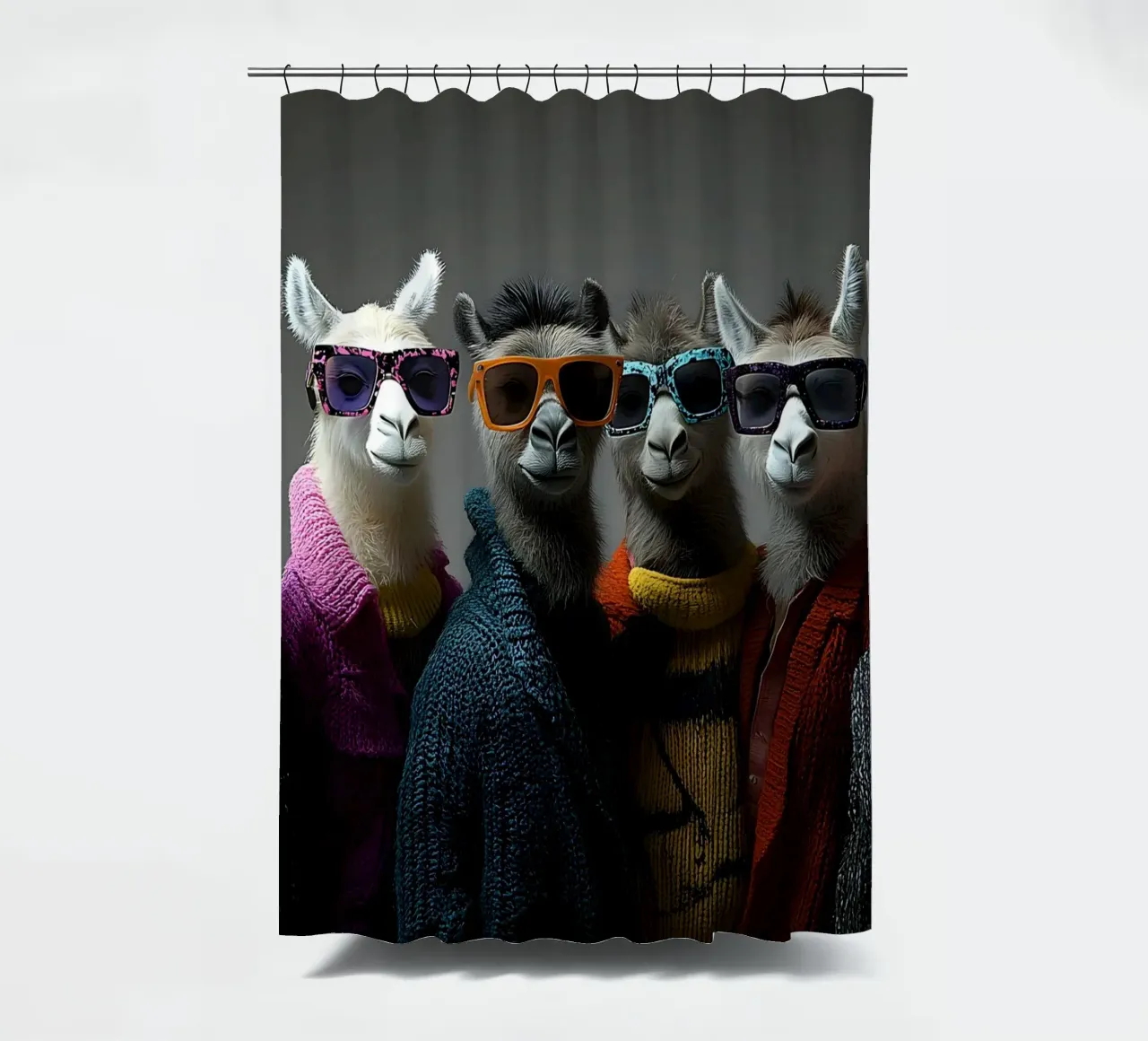 Alpaca che stanno al fresco tenda da doccia da M-Ulrich-Digital Art