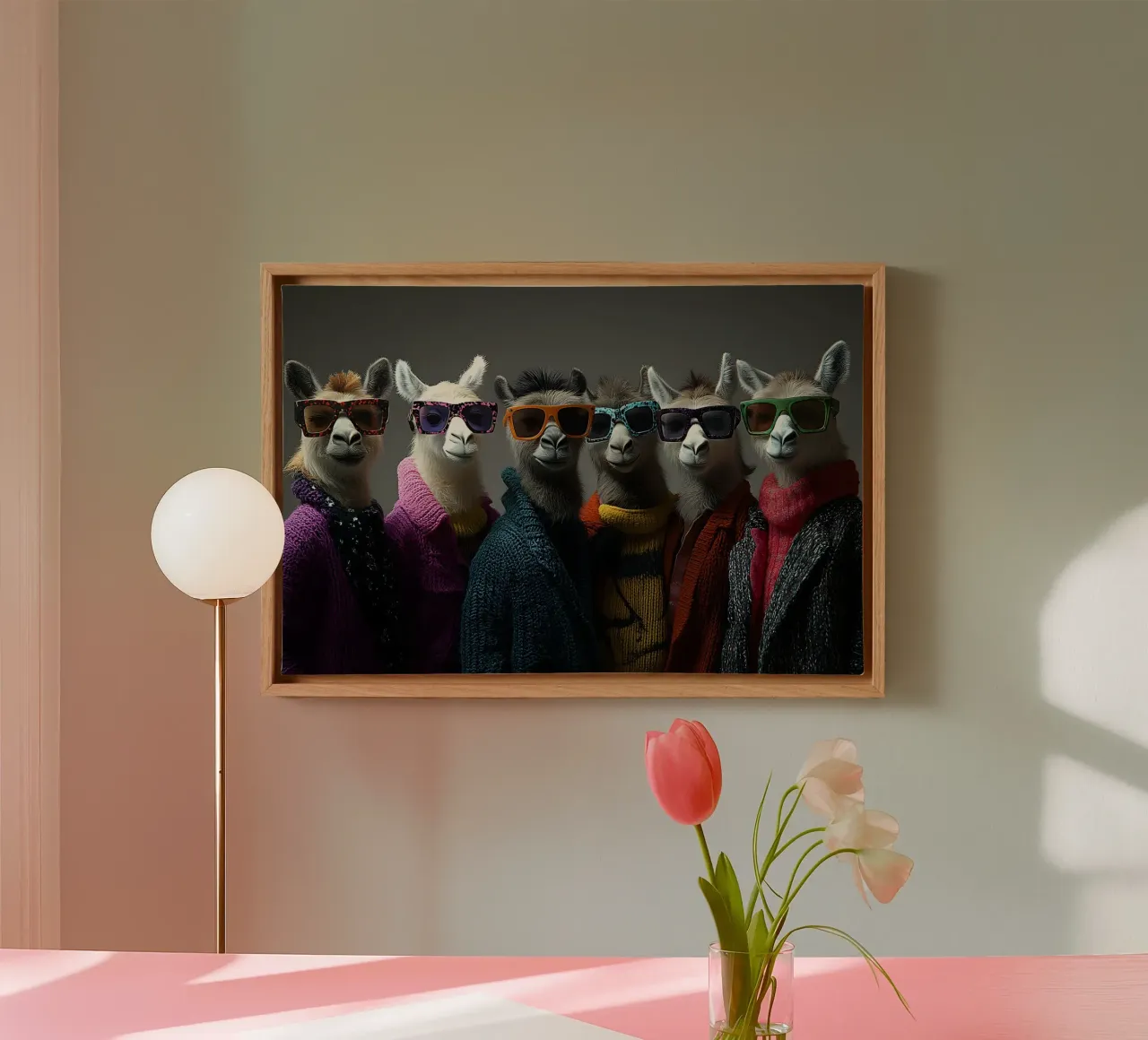 Alpaca che stanno al fresco tela con Cornice a cassetta da M-Ulrich-Digital Art