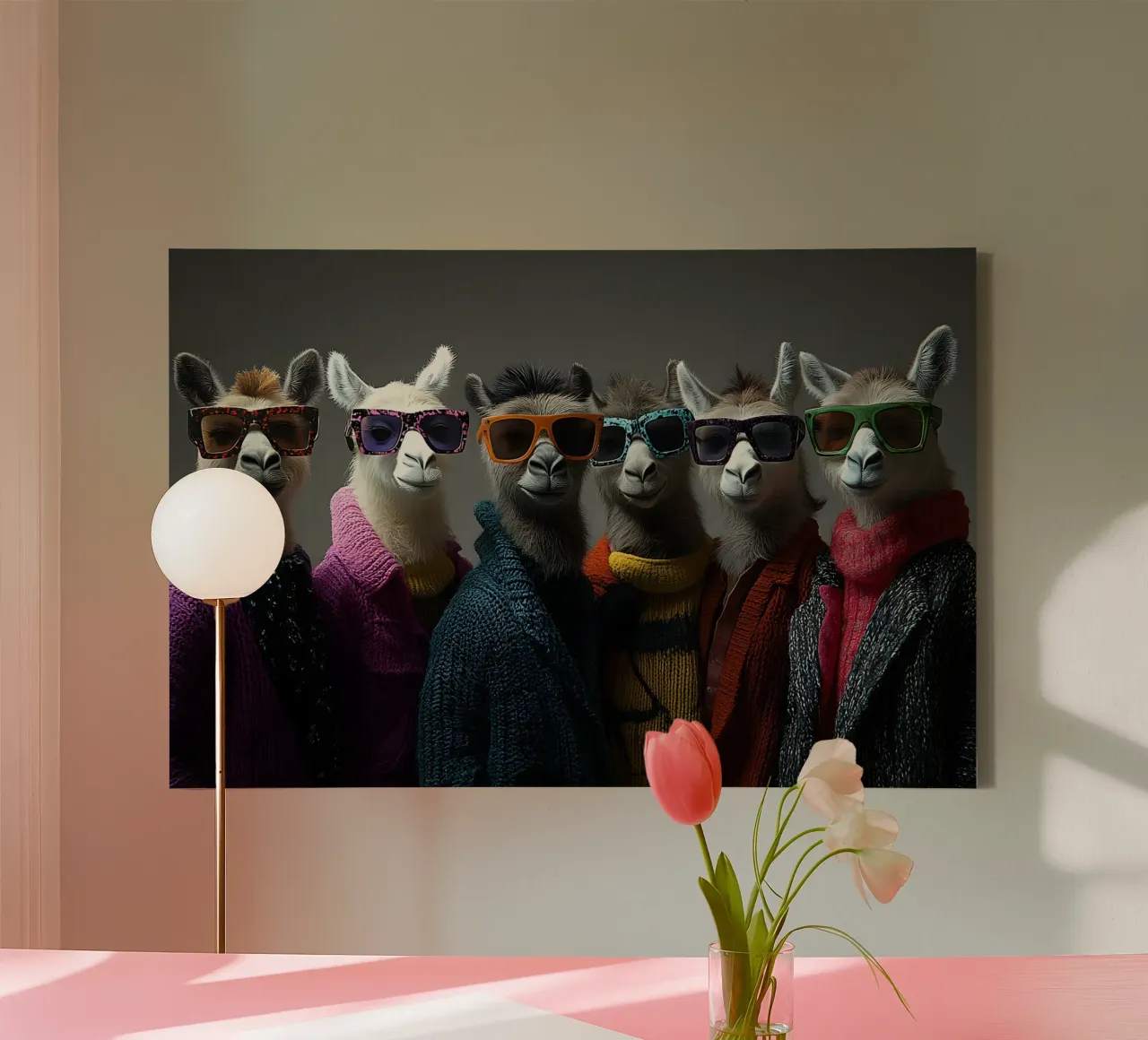 Alpaca che stanno al fresco tela con Cornice a cassetta da M-Ulrich-Digital Art