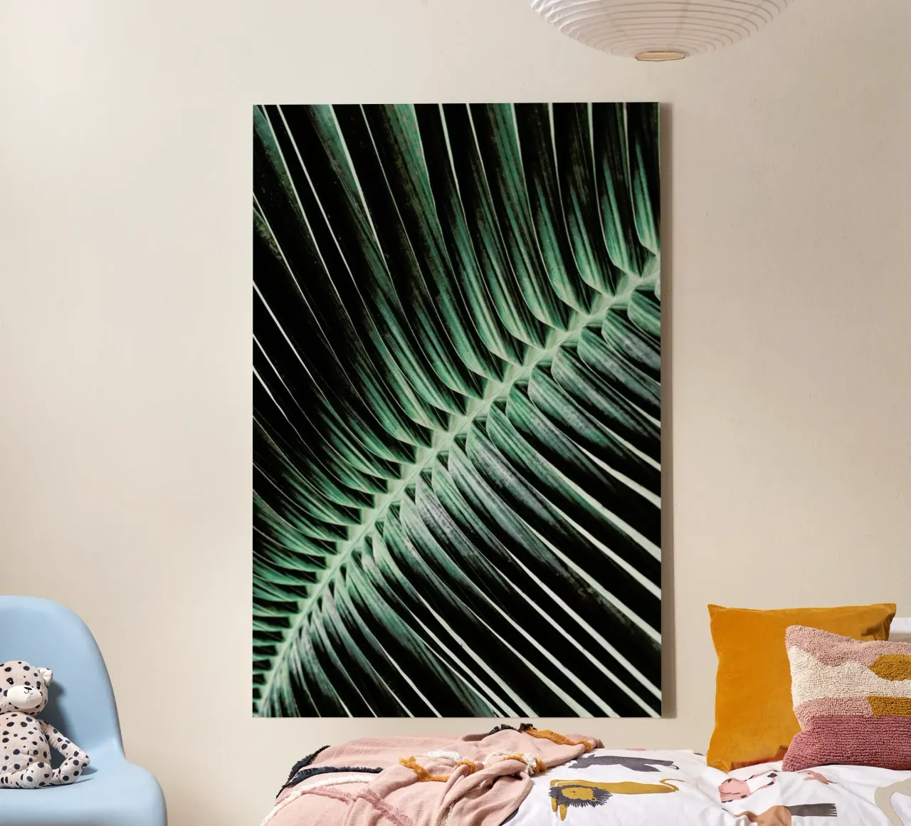 Curved Palm tela con Cornice a cassetta da Flora & Fauna