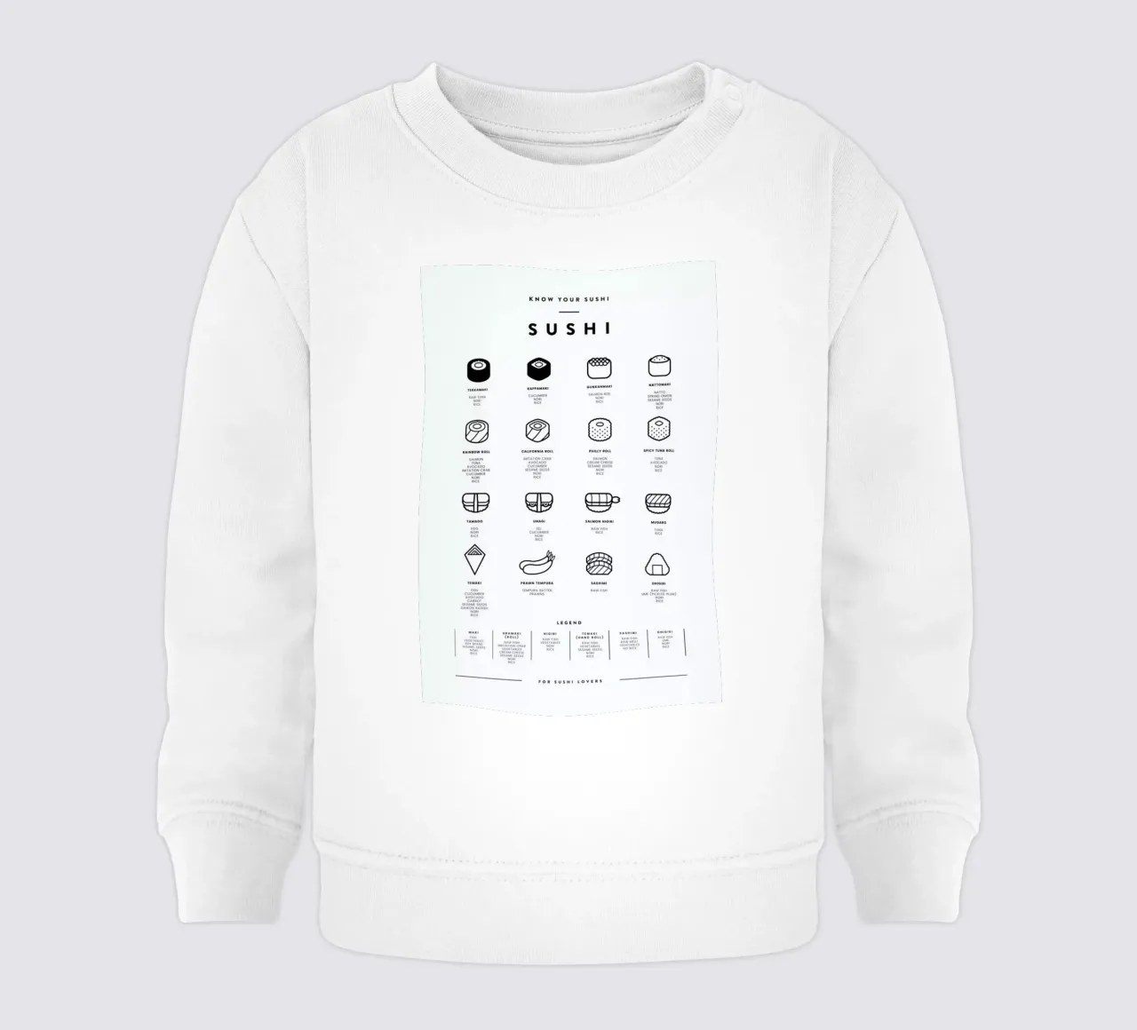 Sushi chart felpa neonato da daylight design studio