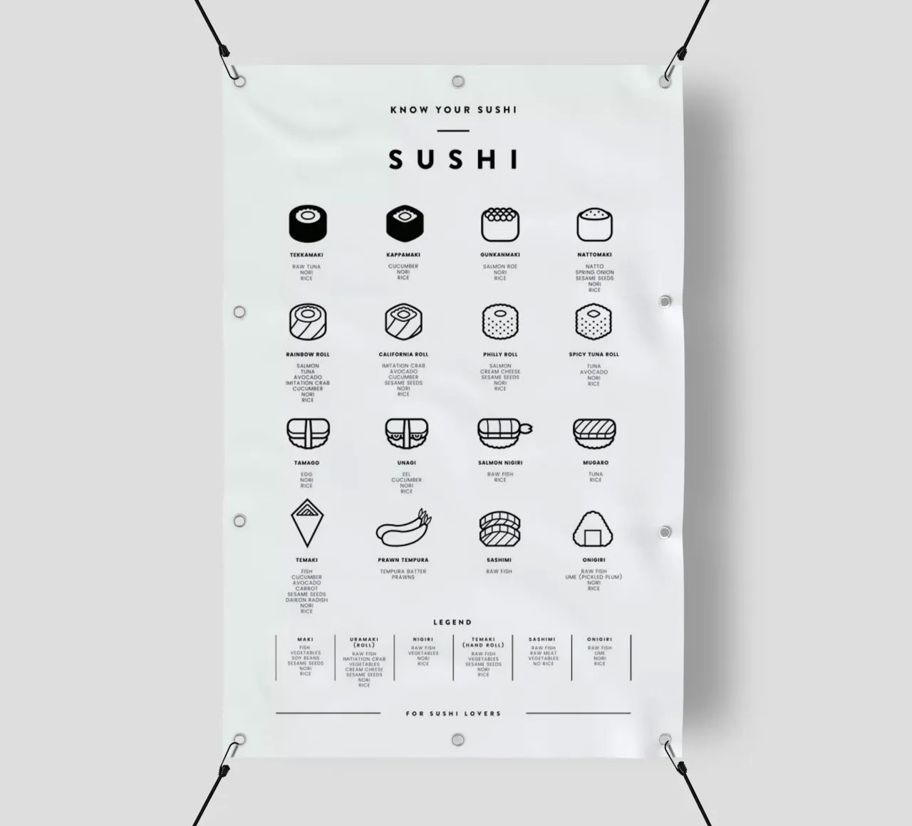 Sushi chart telo in pvc da daylight design studio
