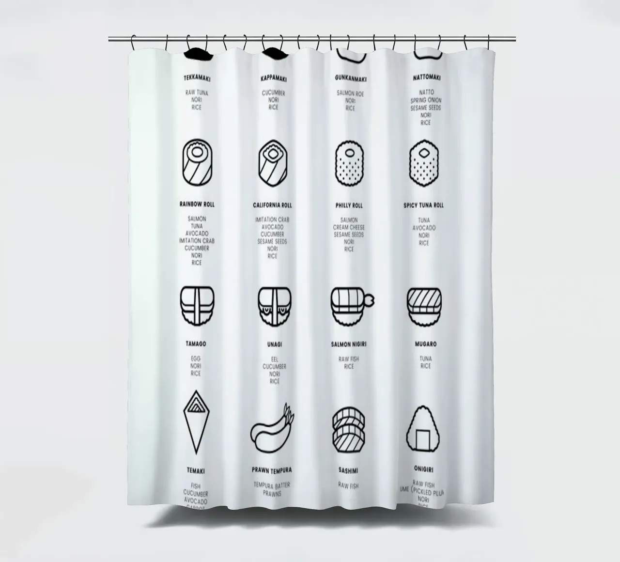 Sushi chart tenda da doccia da daylight design studio