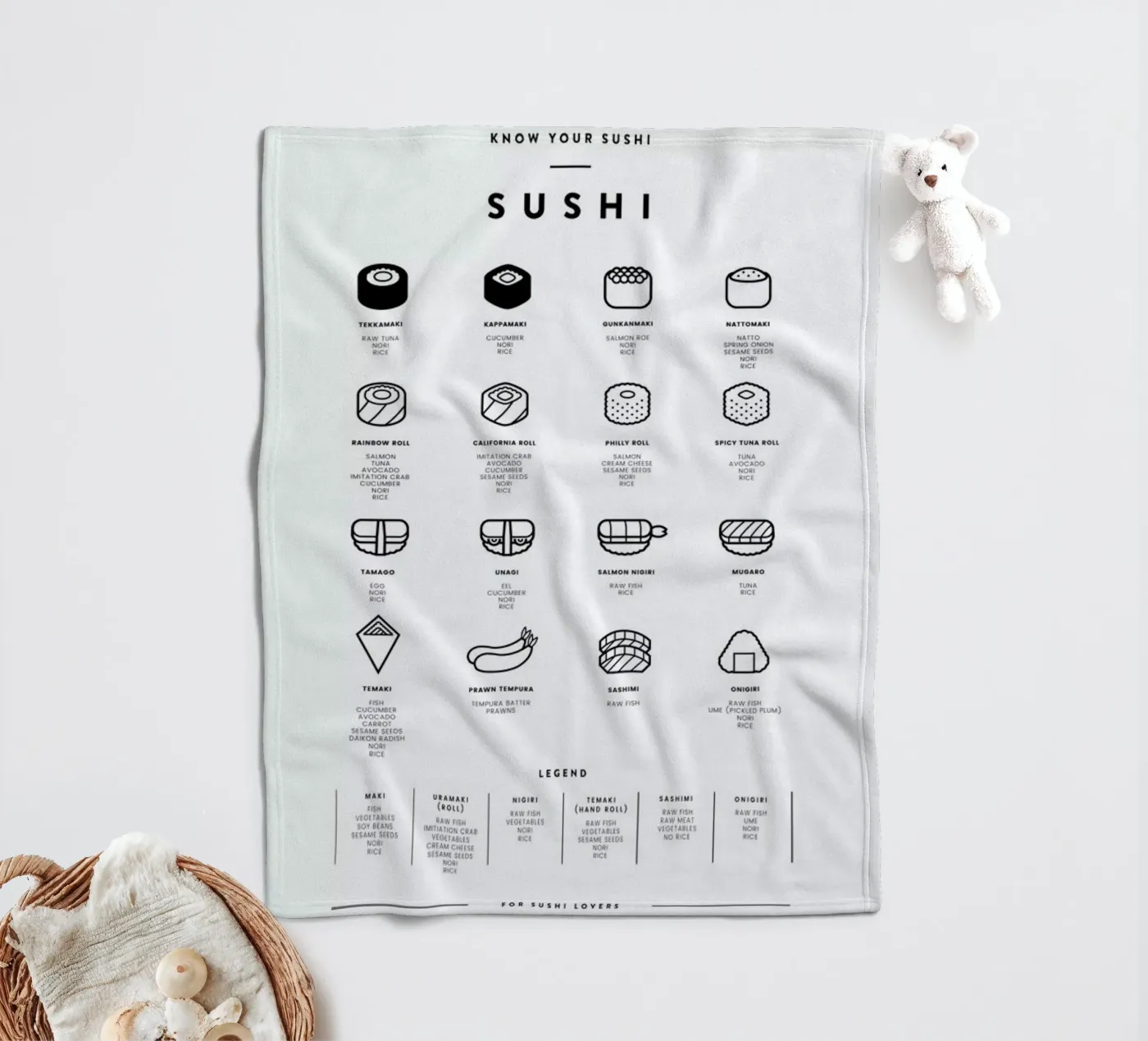 Sushi chart Fleecedecke von daylight design studio