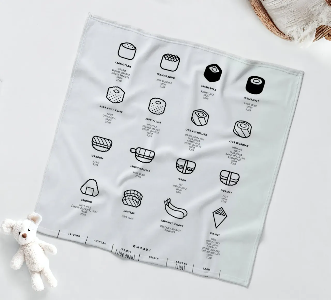 Sushi chart coperta in pile da daylight design studio
