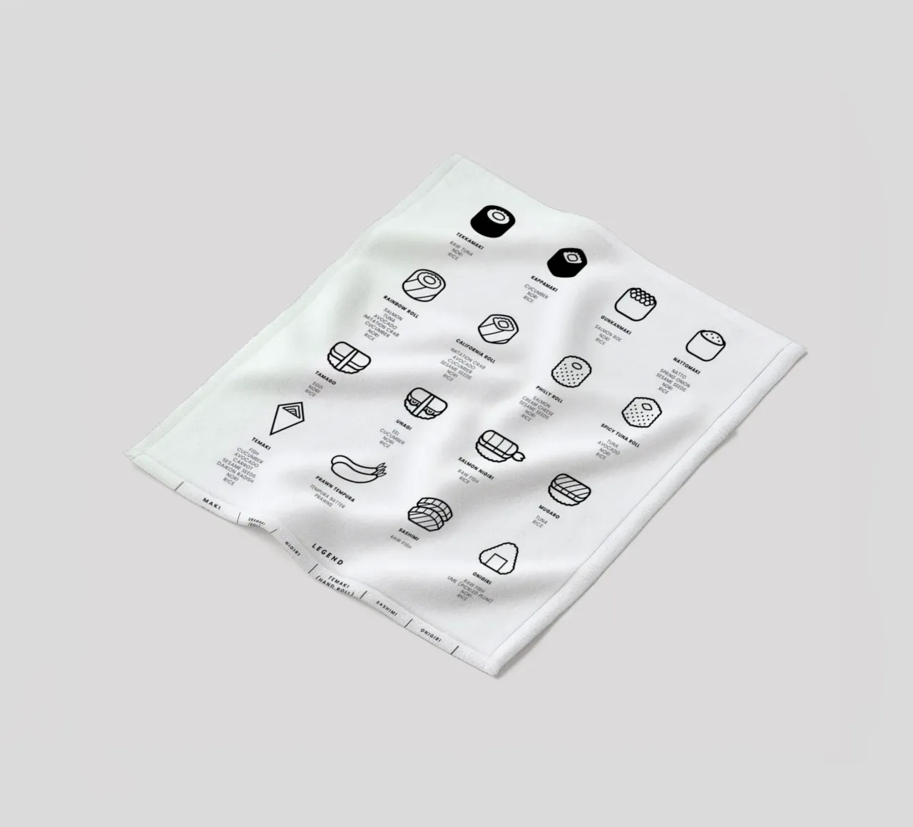 Sushi chart coperta in pile da daylight design studio