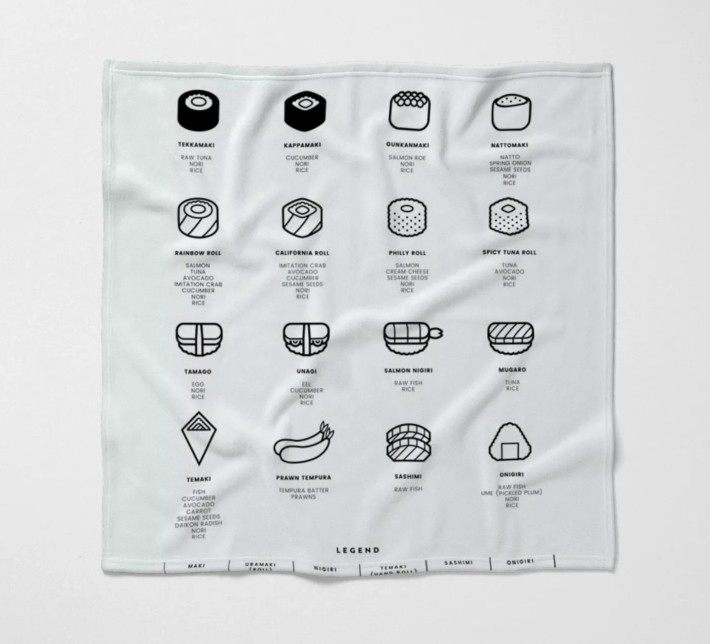 Sushi chart Fleecedecke von daylight design studio