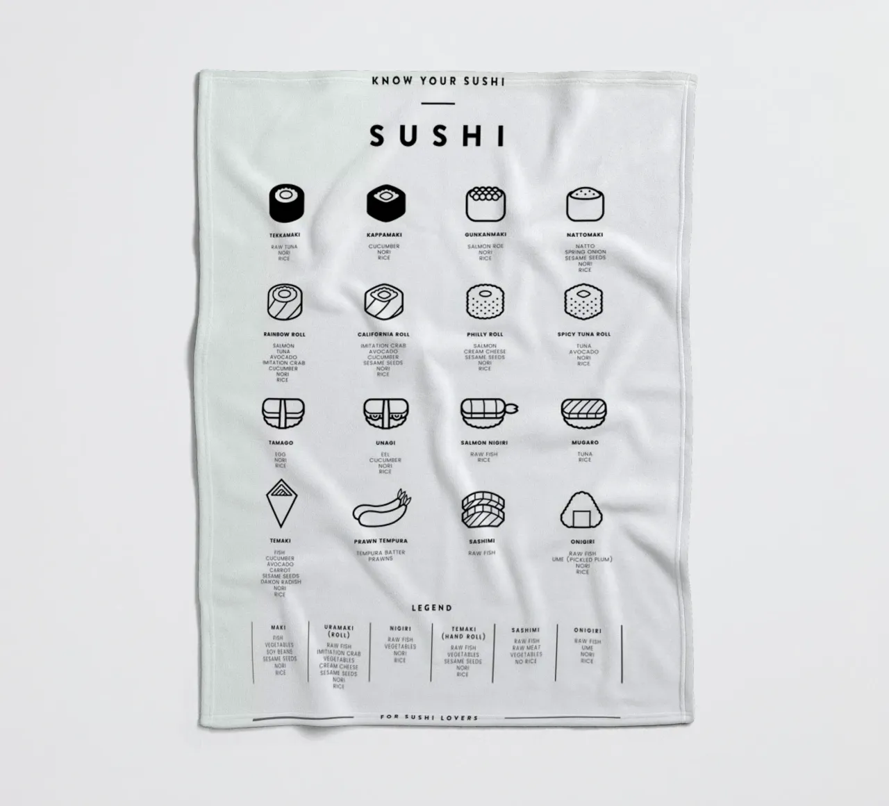 Sushi chart coperta in pile da daylight design studio