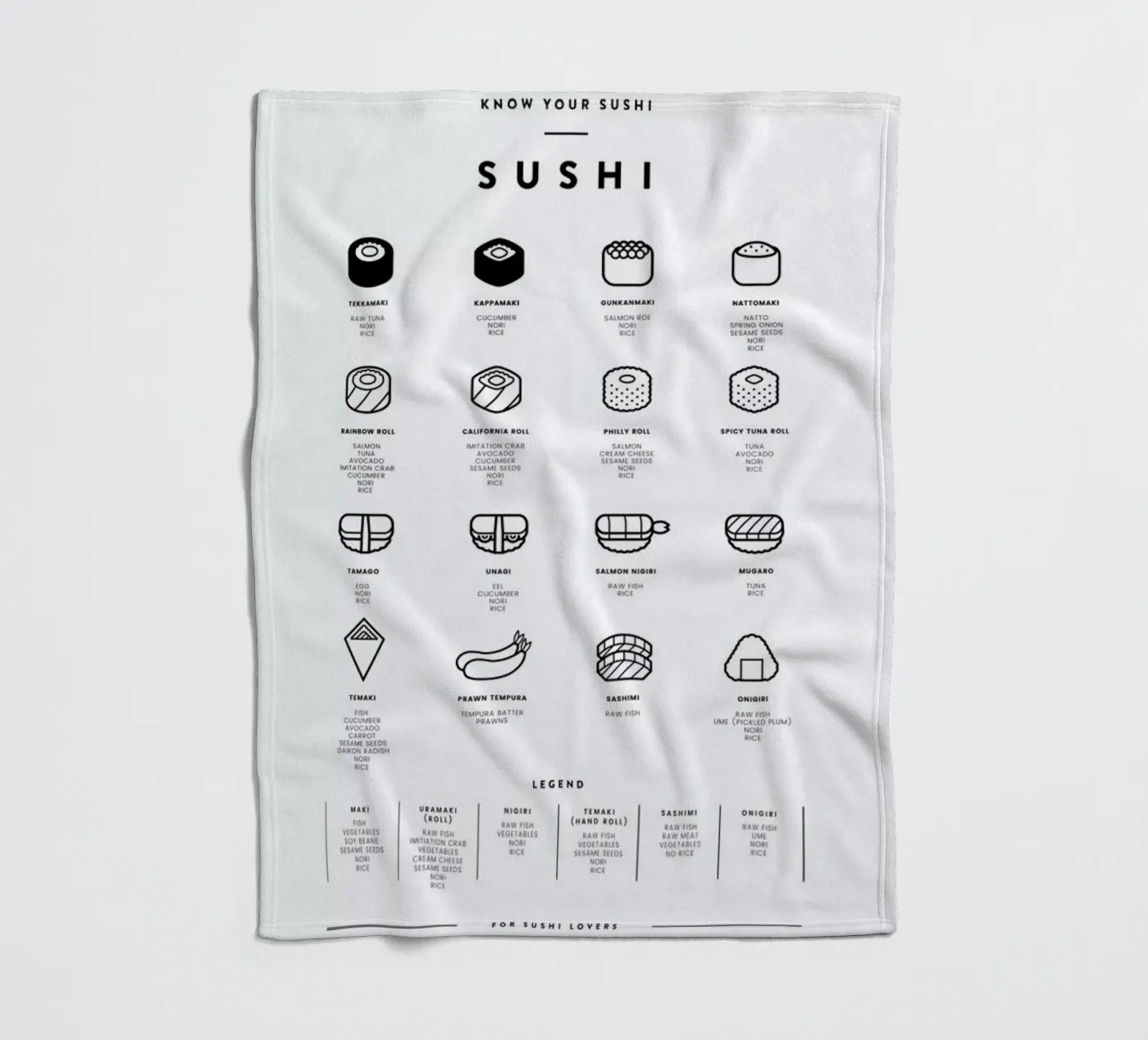 Sushi chart Fleecedecke von daylight design studio