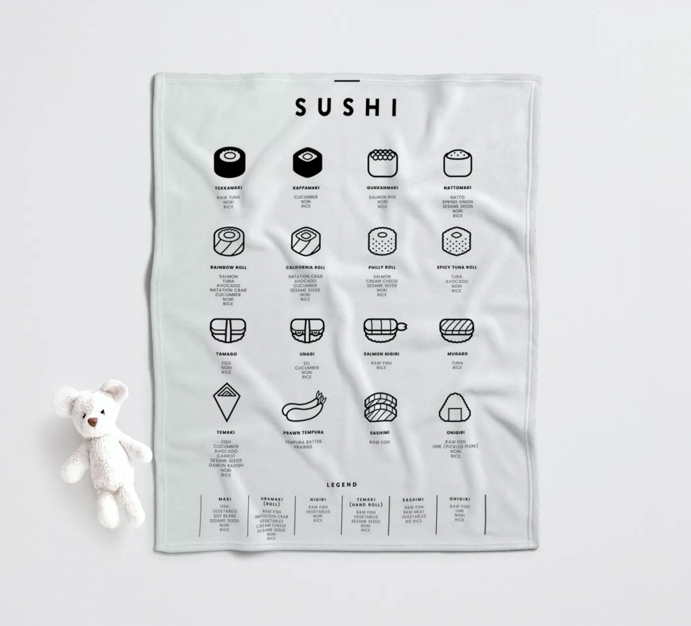 Sushi chart Fleecedecke von daylight design studio