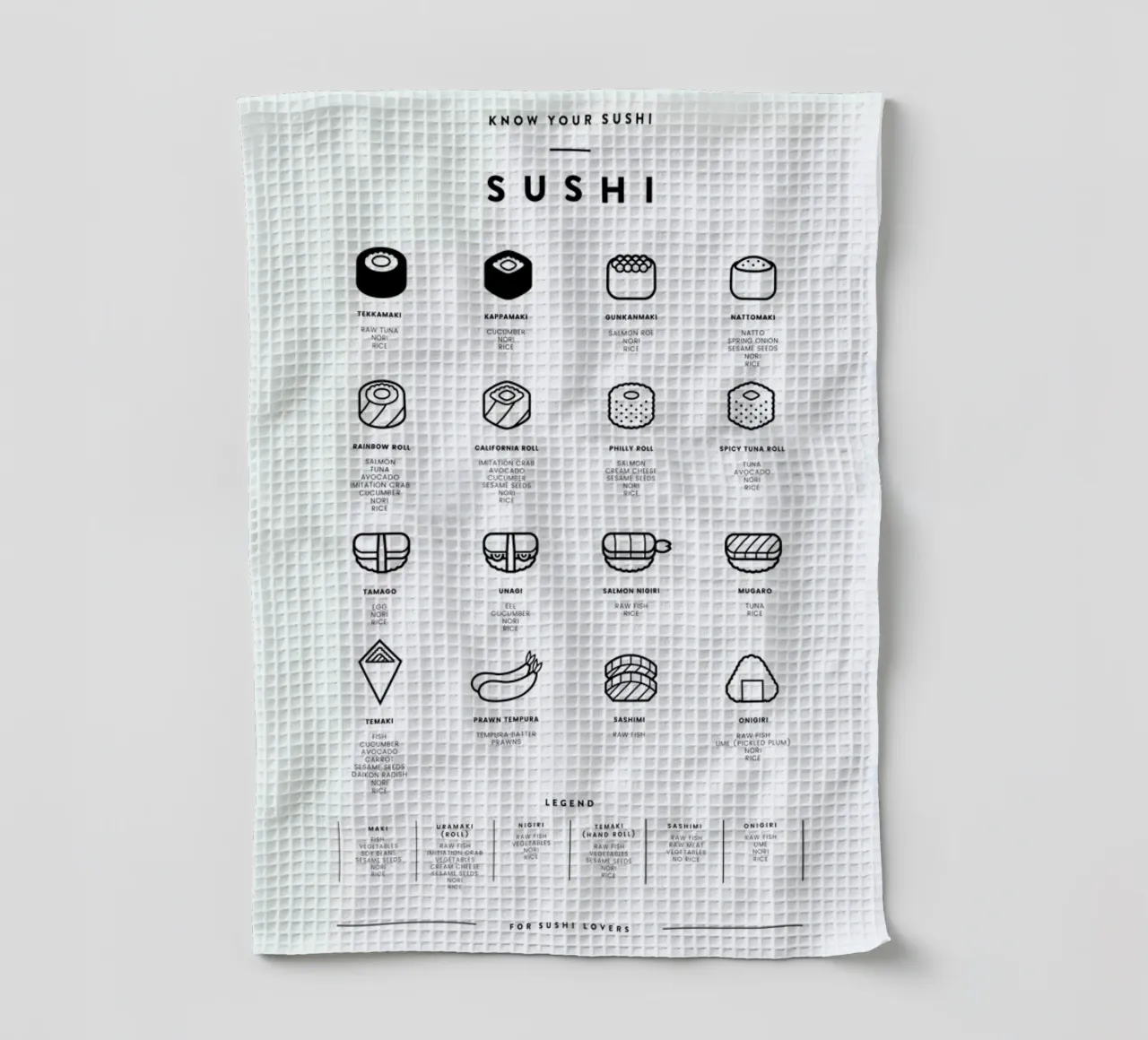Sushi chart canovaccio da cucina da daylight design studio
