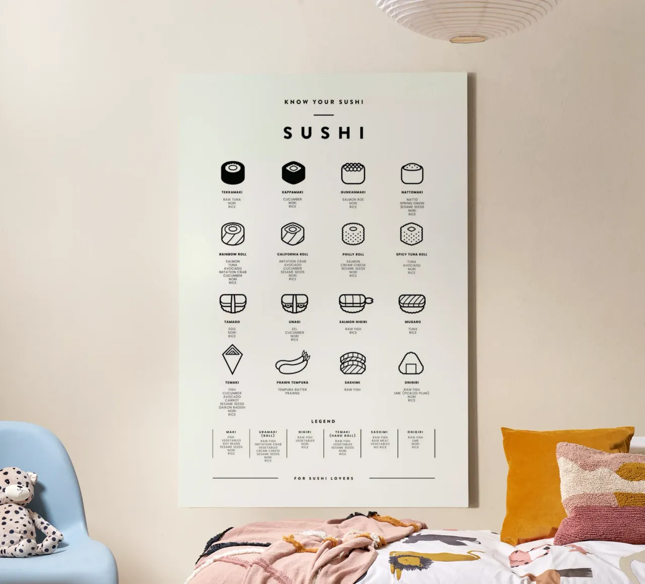 Sushi chart tela con Cornice a cassetta da daylight design studio