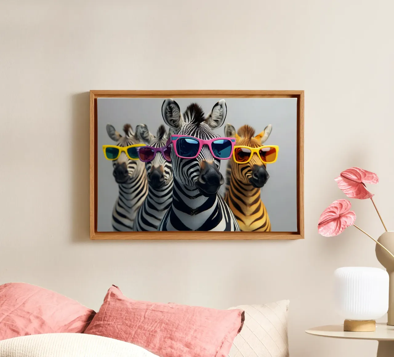 Zebras that set the trend canvas with Floater frame by M-Ulrich-Digital Art