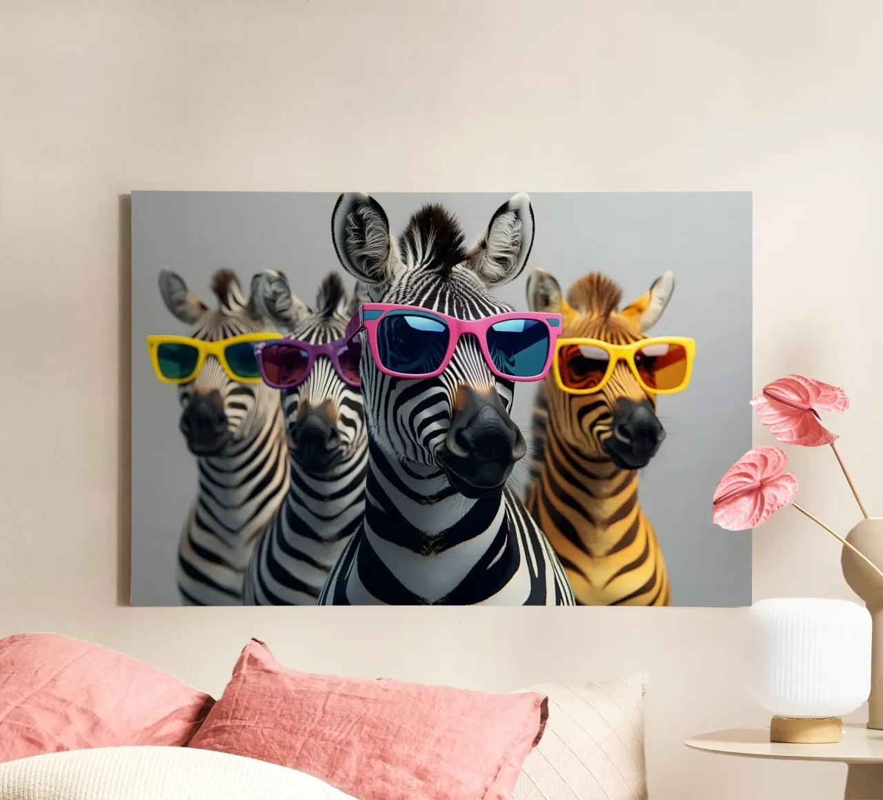 Zebras that set the trend canvas with Floater frame by M-Ulrich-Digital Art