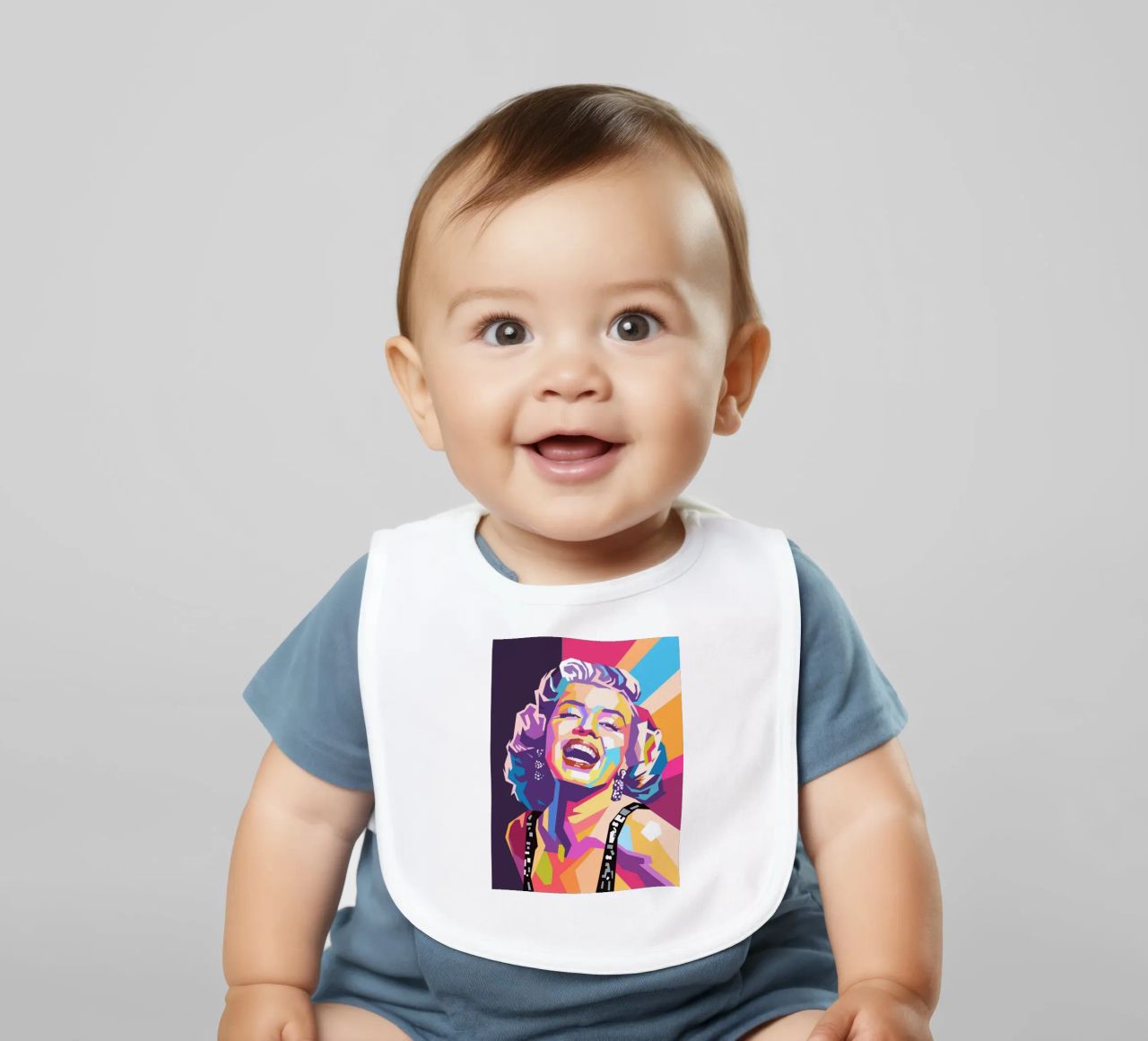 Marilyn Monroe, ritratto pop art colorato bavaglino da Hantamrata