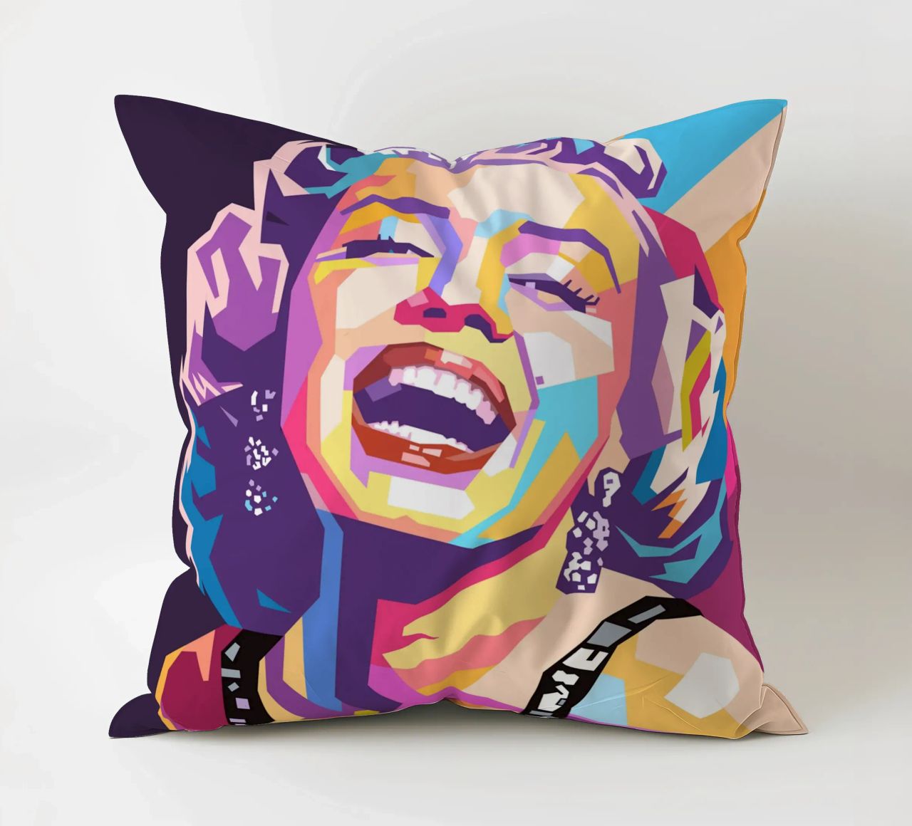 Marilyn Monroe, ritratto pop art colorato cuscino da Hantamrata