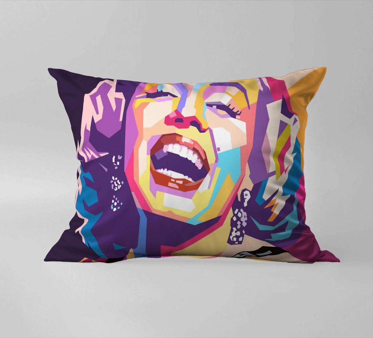 Marilyn Monroe, ritratto pop art colorato cuscino da Hantamrata