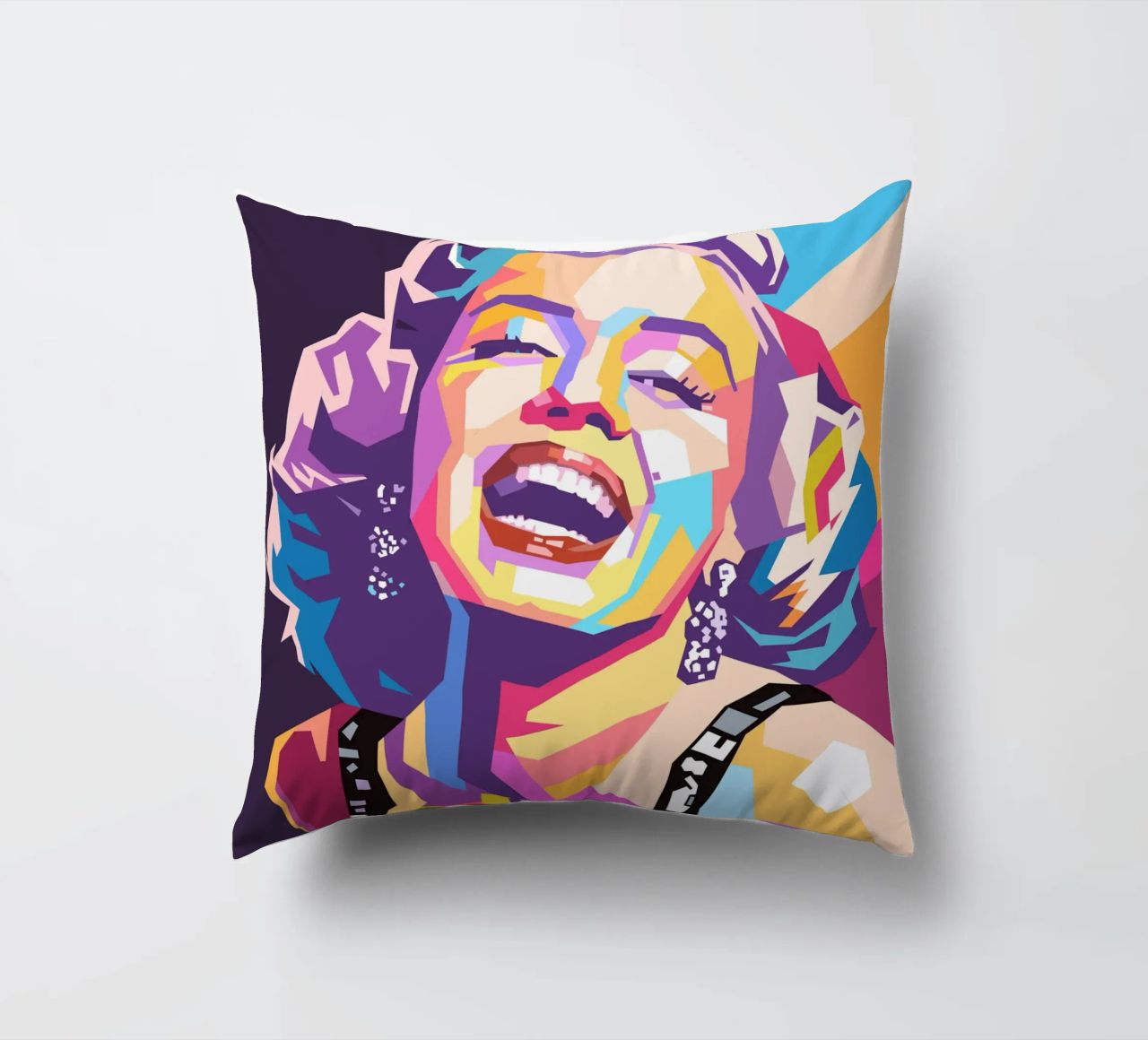 Marilyn Monroe, ritratto pop art colorato cuscino da Hantamrata