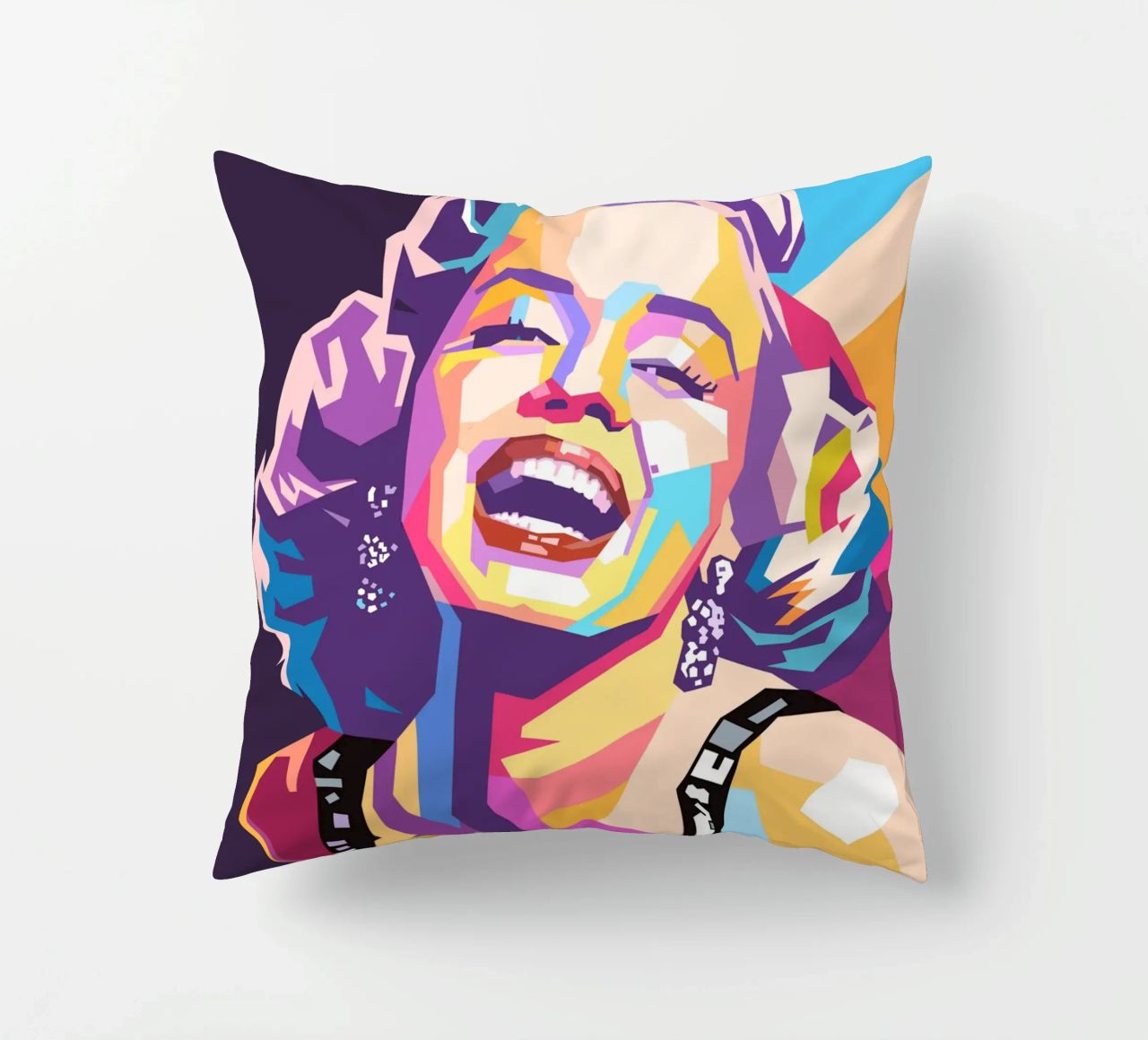 Marilyn Monroe, ritratto pop art colorato cuscino da Hantamrata