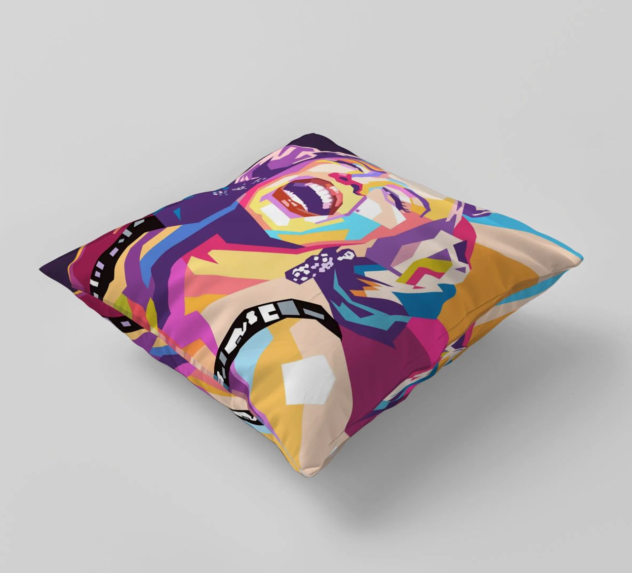 Marilyn Monroe, ritratto pop art colorato cuscino da Hantamrata