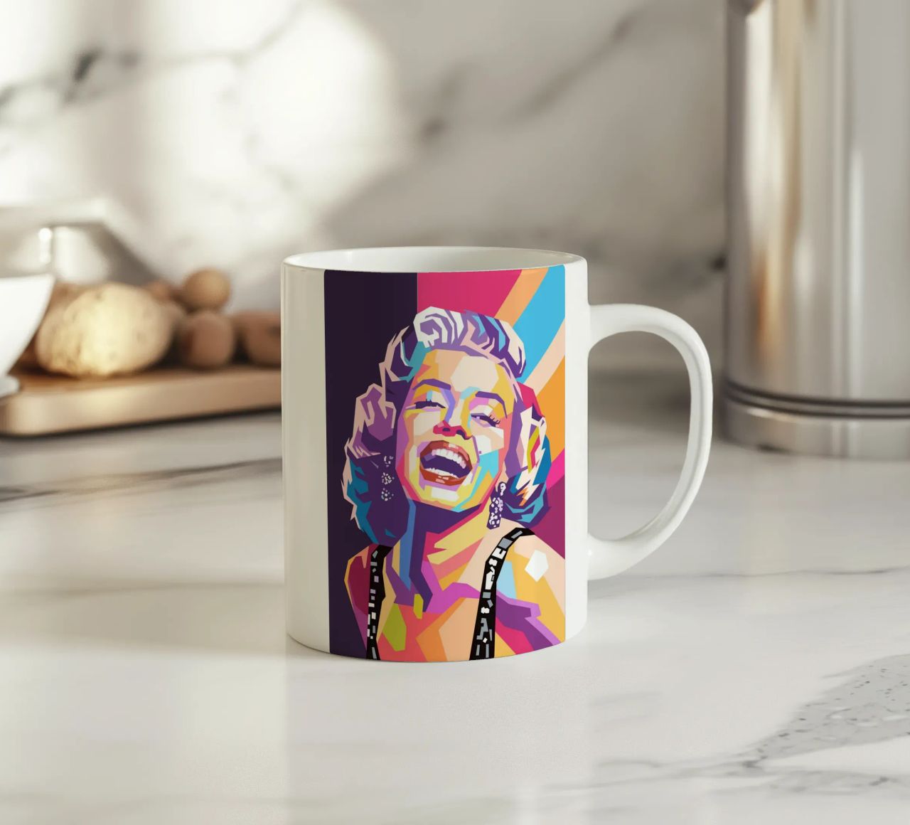 Marilyn Monroe, ritratto pop art colorato tazza in ceramica da Hantamrata