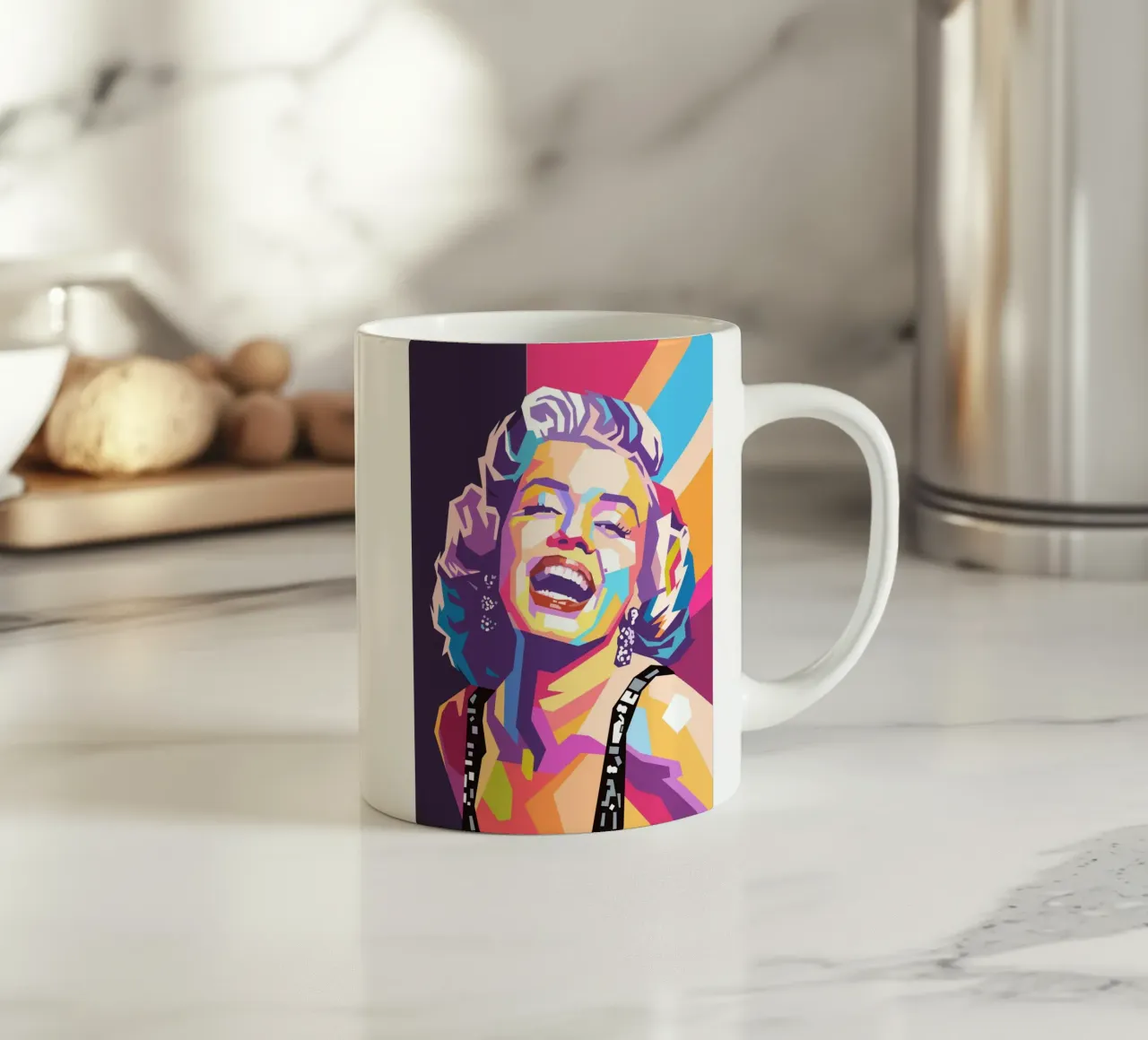 Marilyn Monroe, ritratto pop art colorato tazza in ceramica da Hantamrata