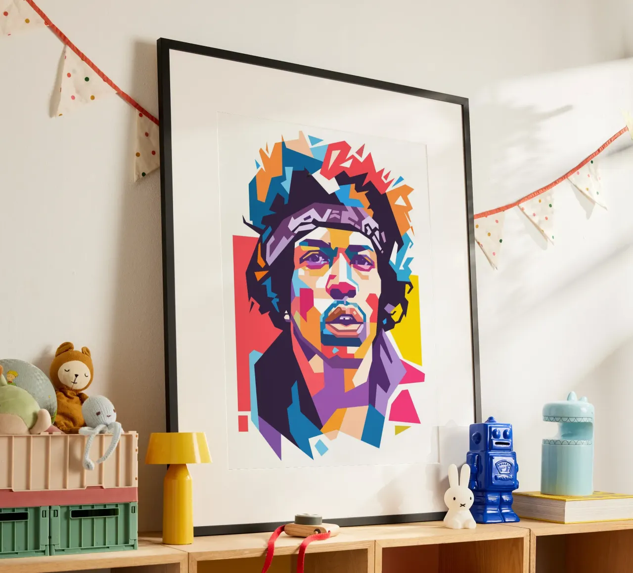 Ritratto pop art di Jimi Hendrix poster con telaio in plastica da Hantamrata