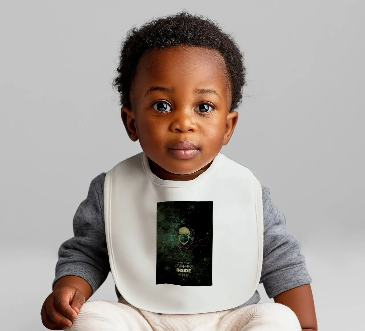 A Part Of The Universe Inside My Head baby bib by Frank Moth
