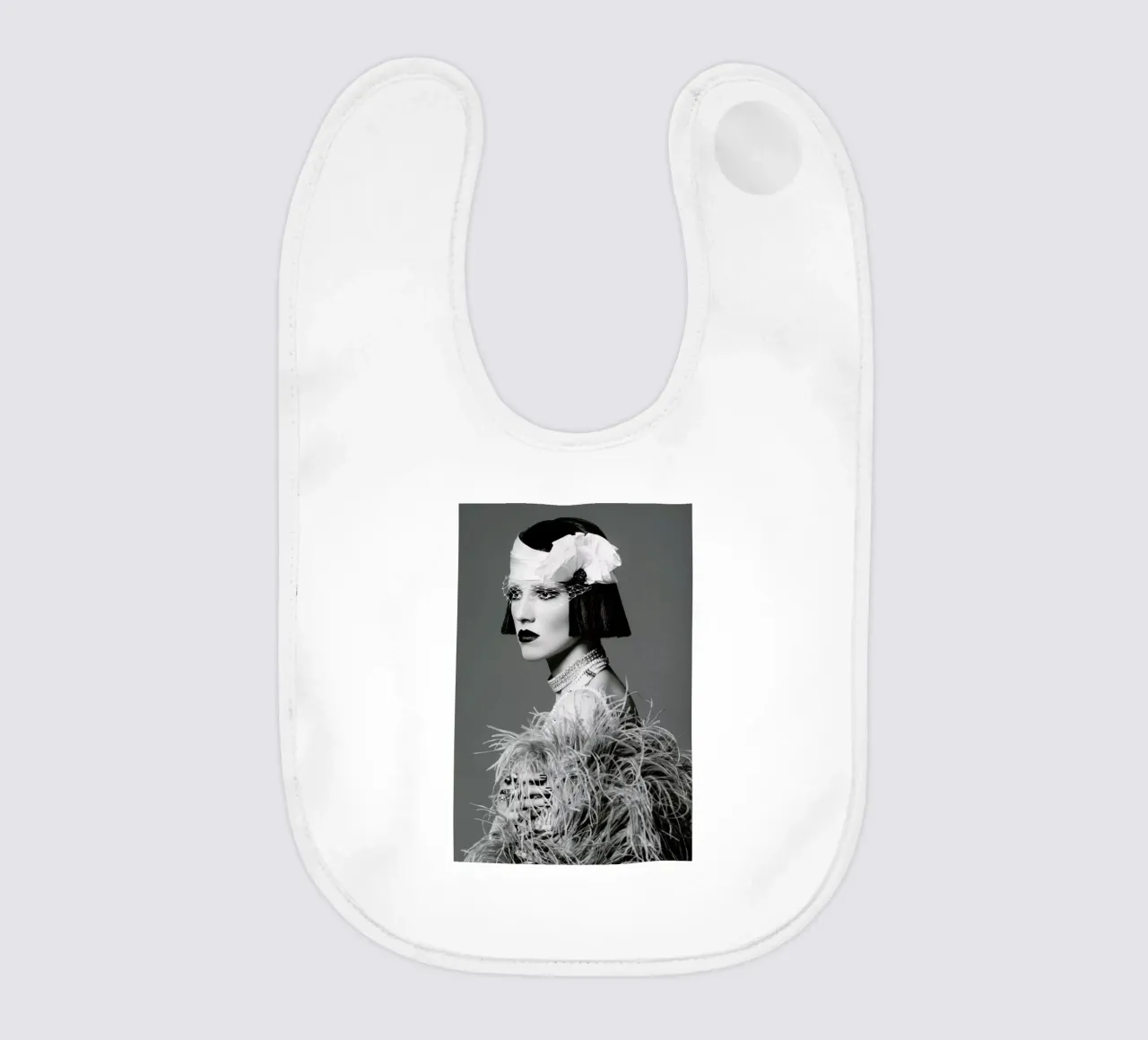 Feathers I baby bib by Runway Collective