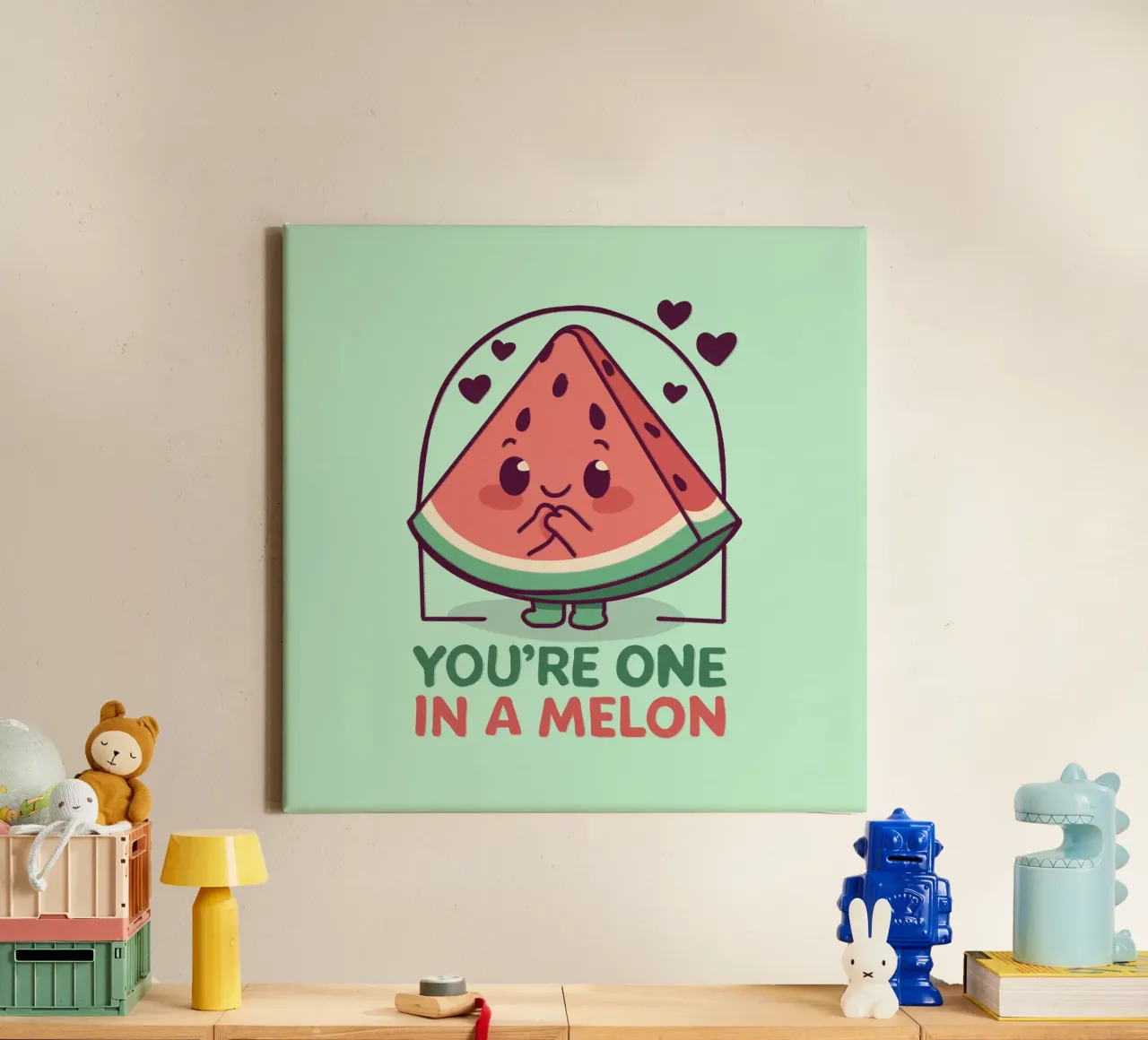 Siete uno in un melone tela con Cornice a cassetta da Loobs