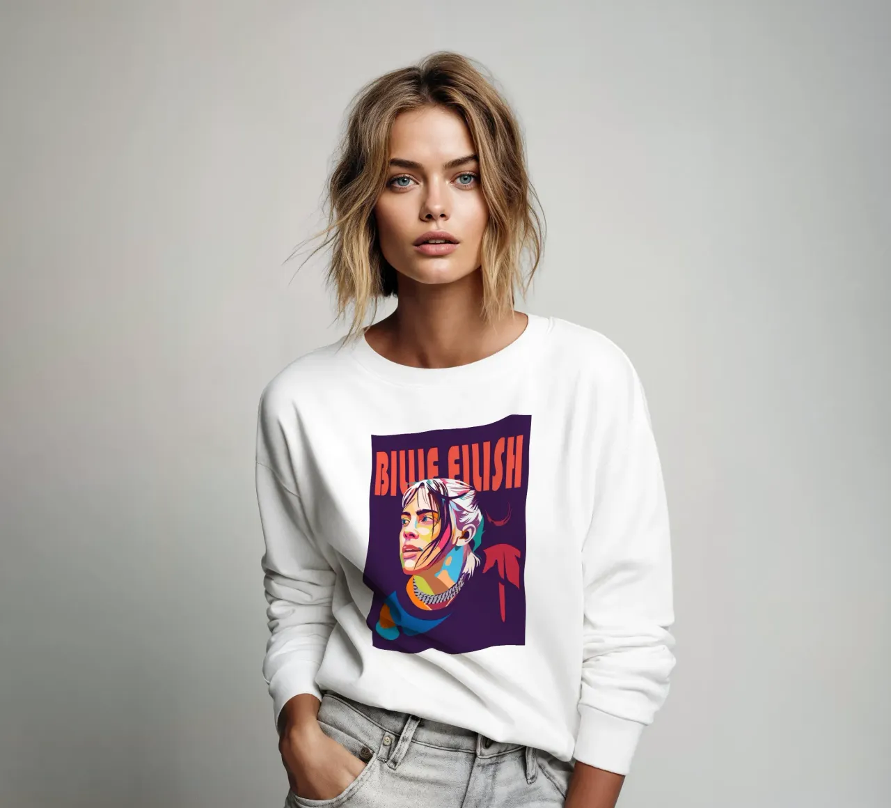 Ritratto pop art di Billie Eilish felpa da Hantamrata