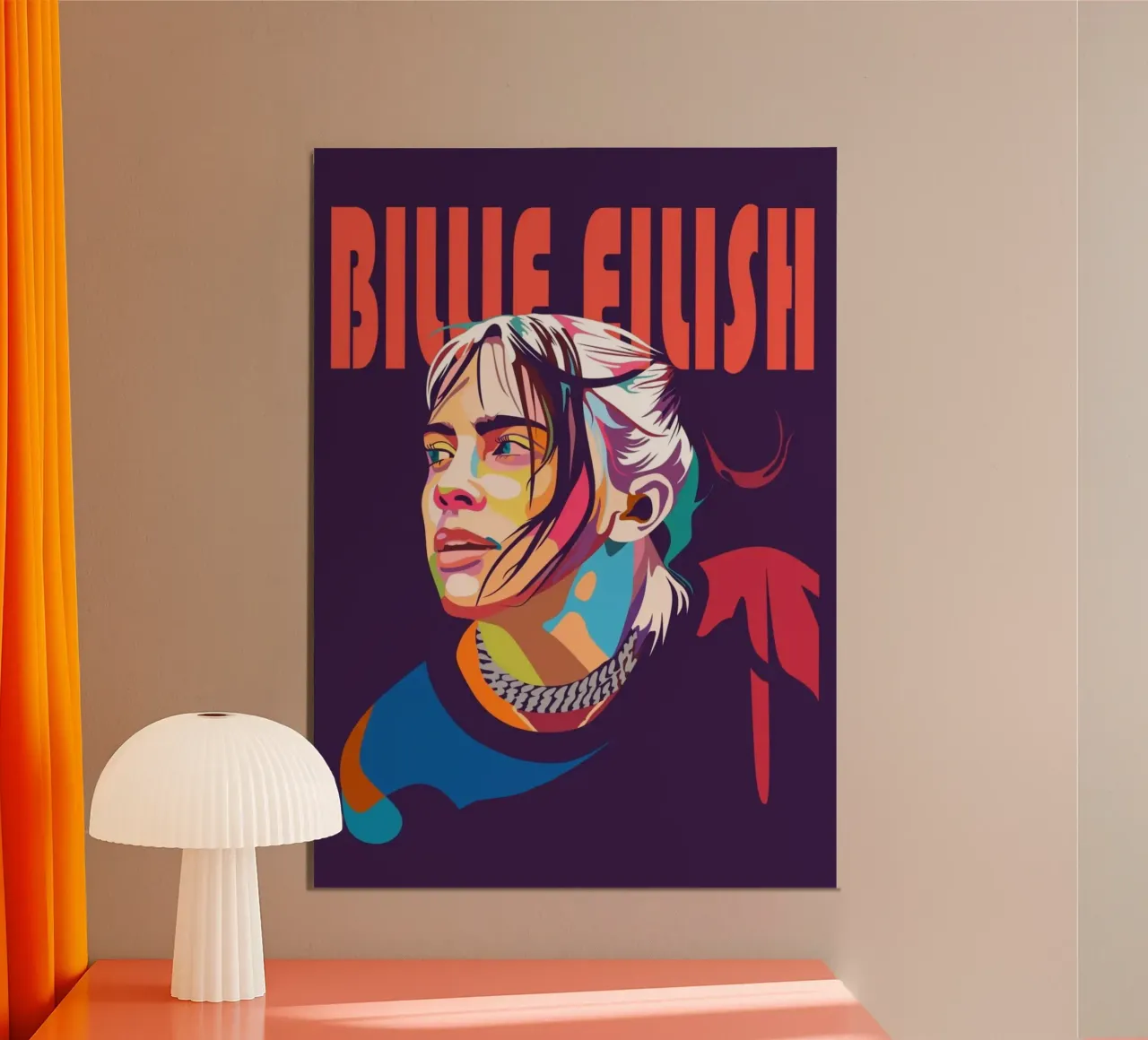 Billie Eilish pop art portrait forex plate by Hantamrata