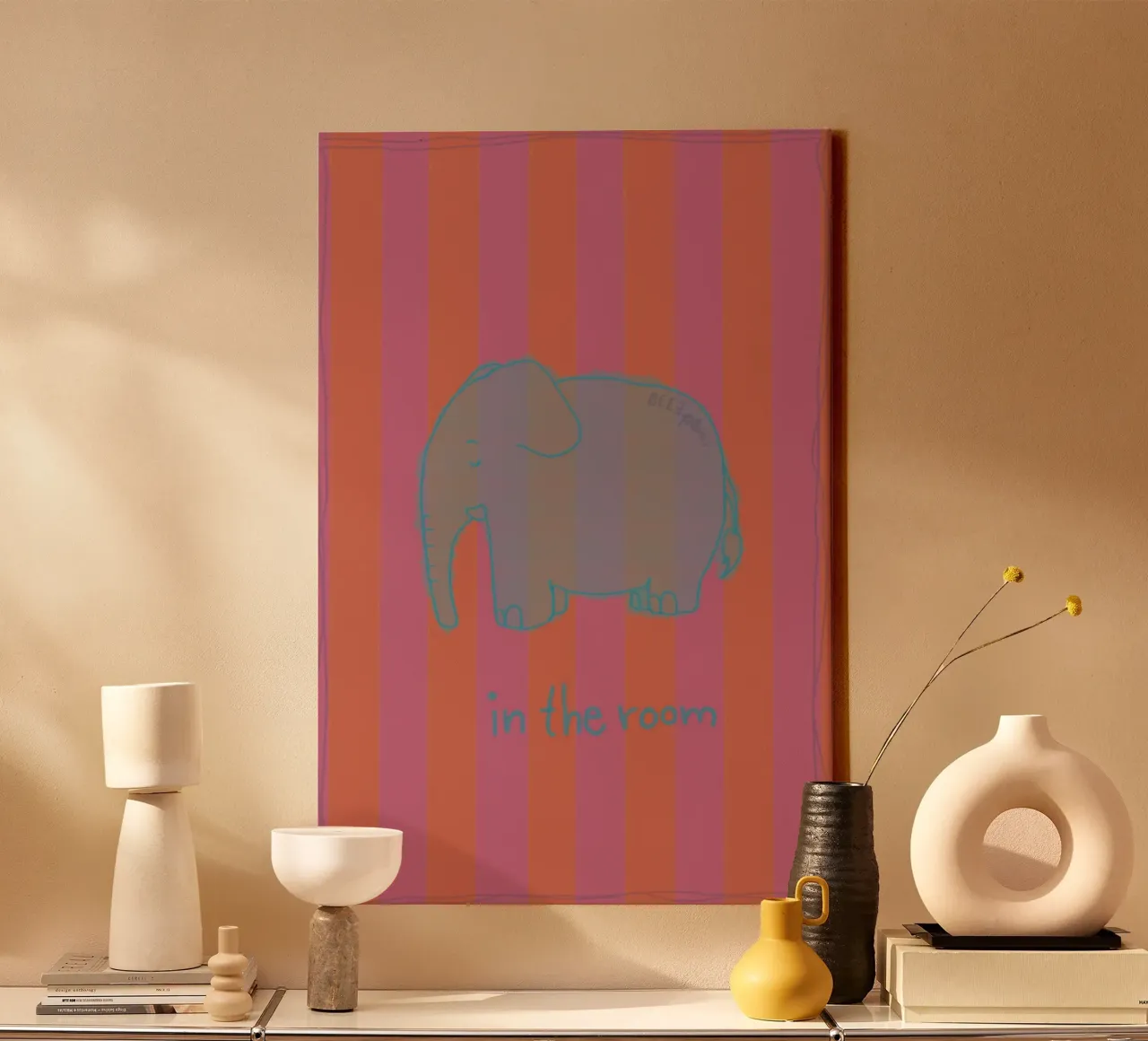 Elephant in the room tela con Cornice a cassetta da Beeeplan