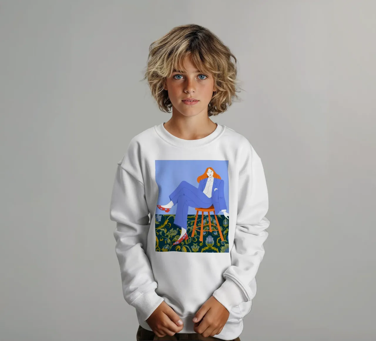 Blue Serenity Chair kids sweatshirt by Prism Palette