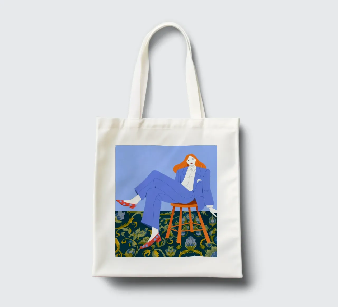 Blue Serenity Chair tote bag by Prism Palette
