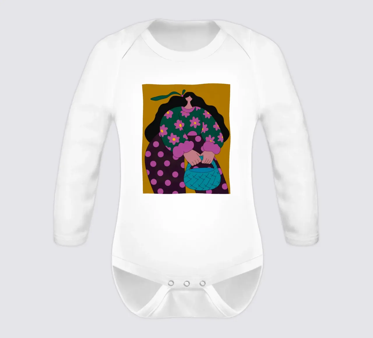 Korb mit Polka Dot Langarm Babybody von Prism Palette
