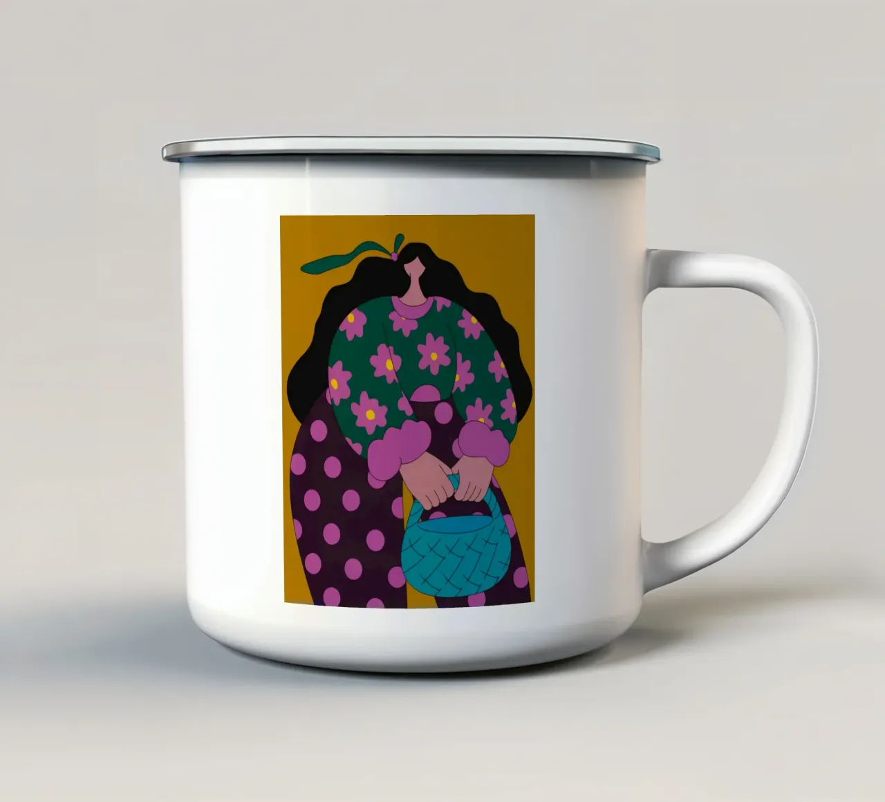 Cestino a pois tazza in smalto da Prism Palette
