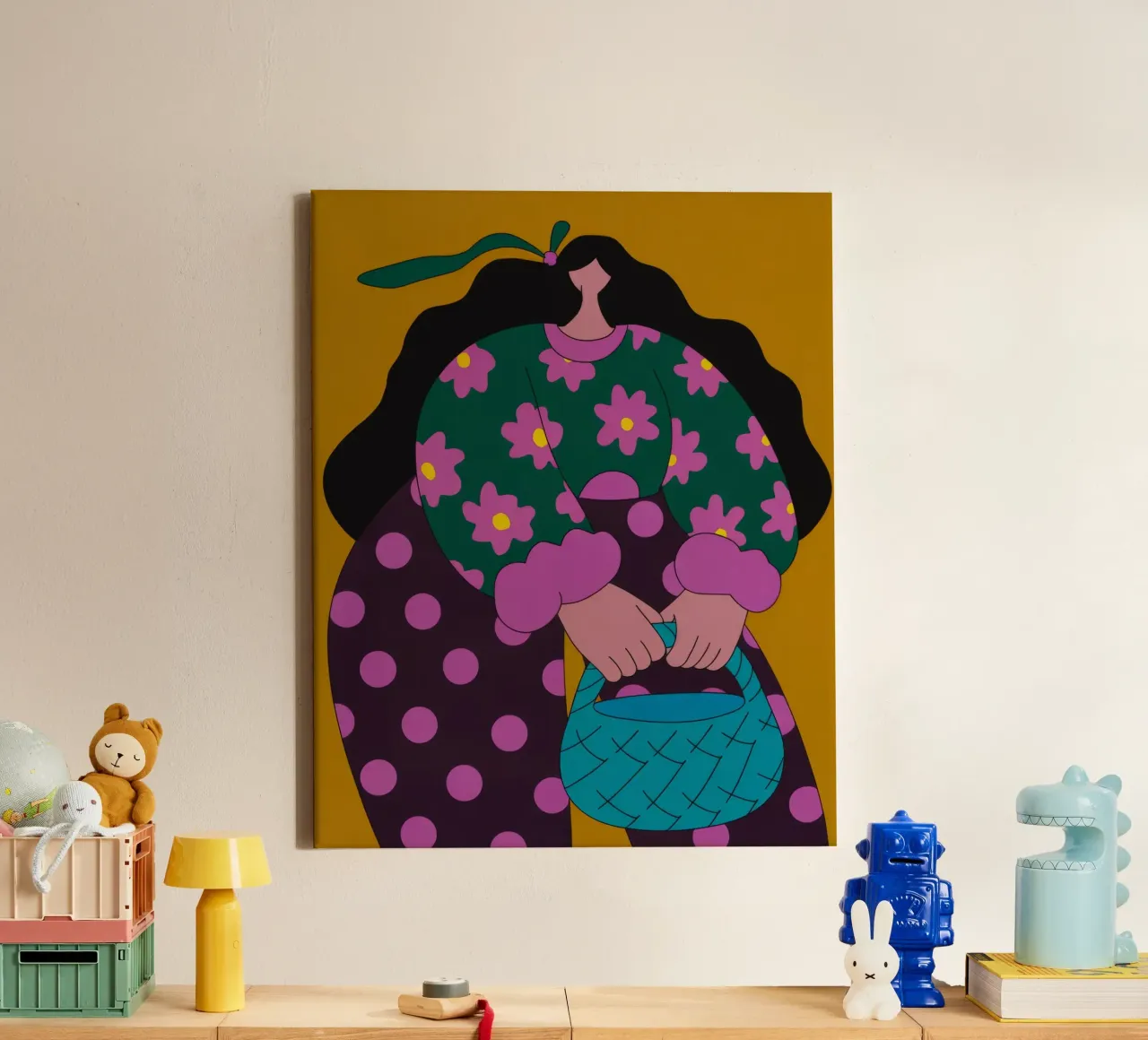 Polka Dot Basket canvas by Prism Palette