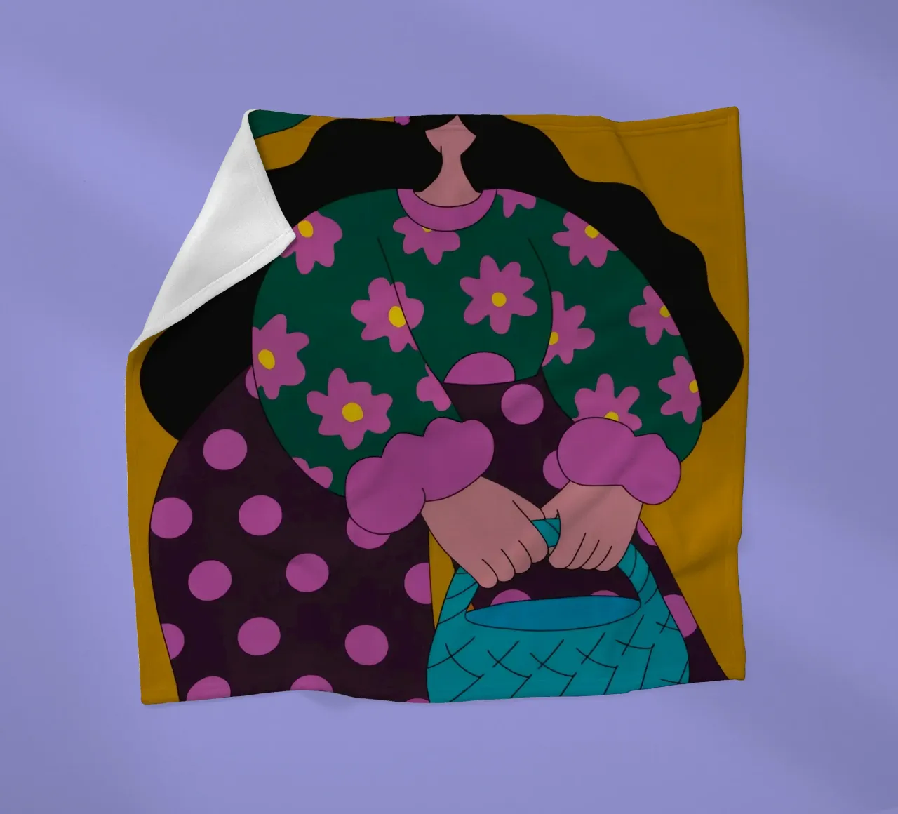 Polka Dot Basket fleece blanket by Prism Palette
