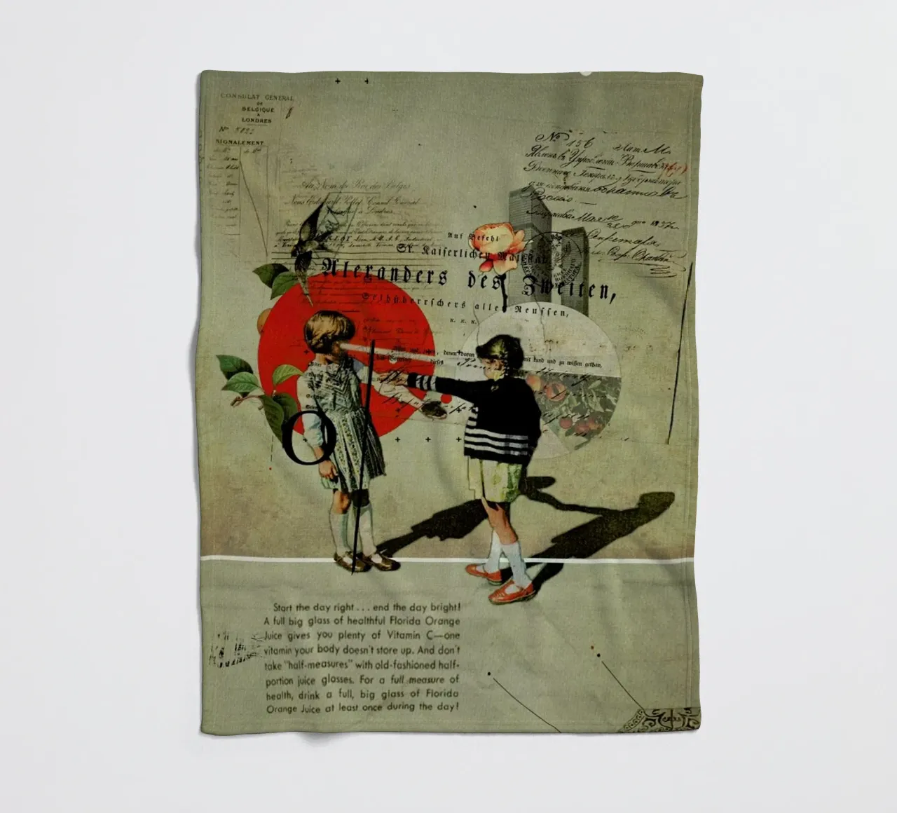 Oranges Fleecedecke von Frank Moth