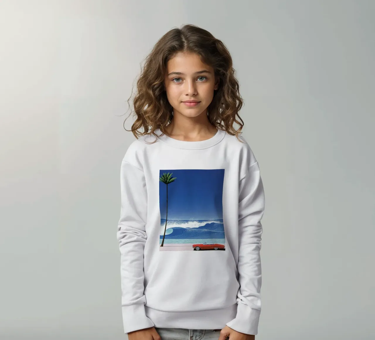Auto rossa e mare di Vit Nagai felpa bambino da Perdana shop
