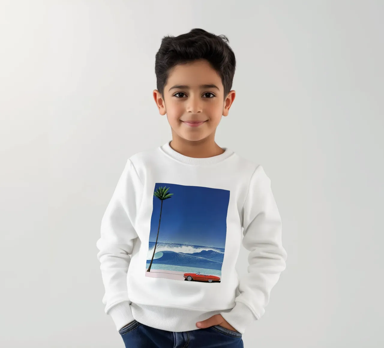 Auto rossa e mare di Vit Nagai felpa bambino da Perdana shop