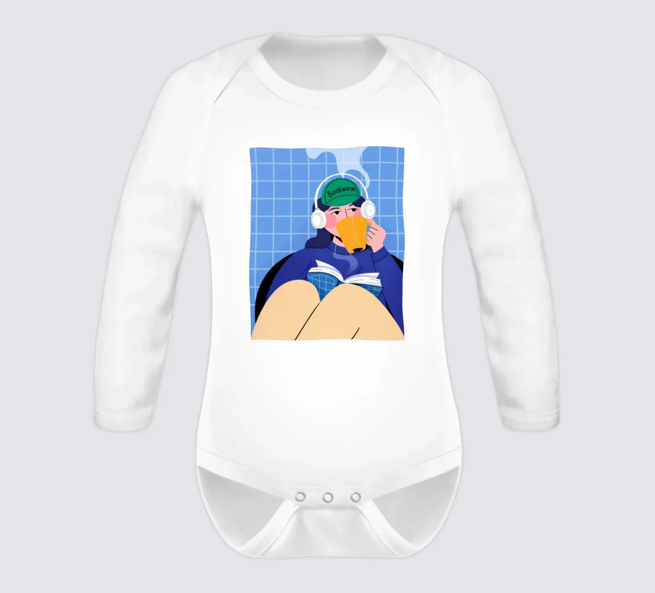 Headphone Escape long-sleeve baby romper by Prism Palette