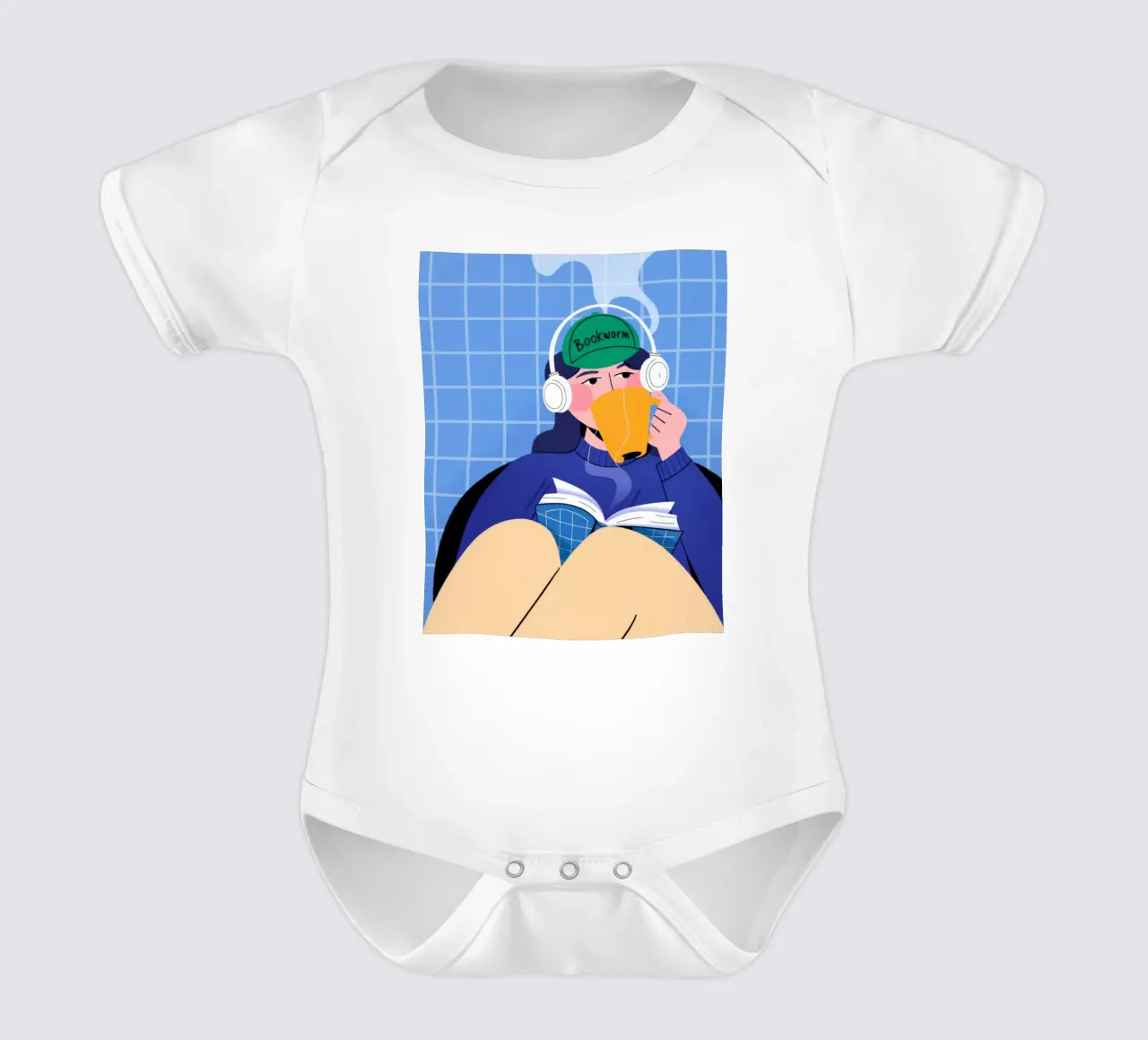 Headphone Escape short-sleeve baby romper by Prism Palette