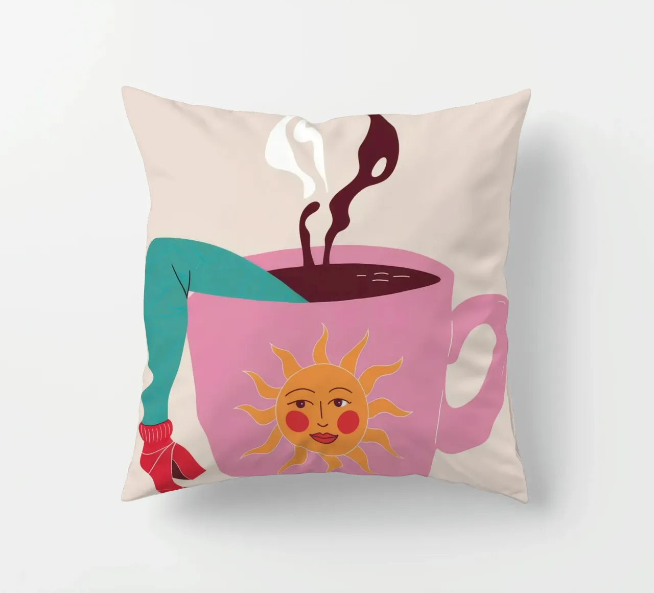 Sunshine Sip decorative cushion by Prism Palette