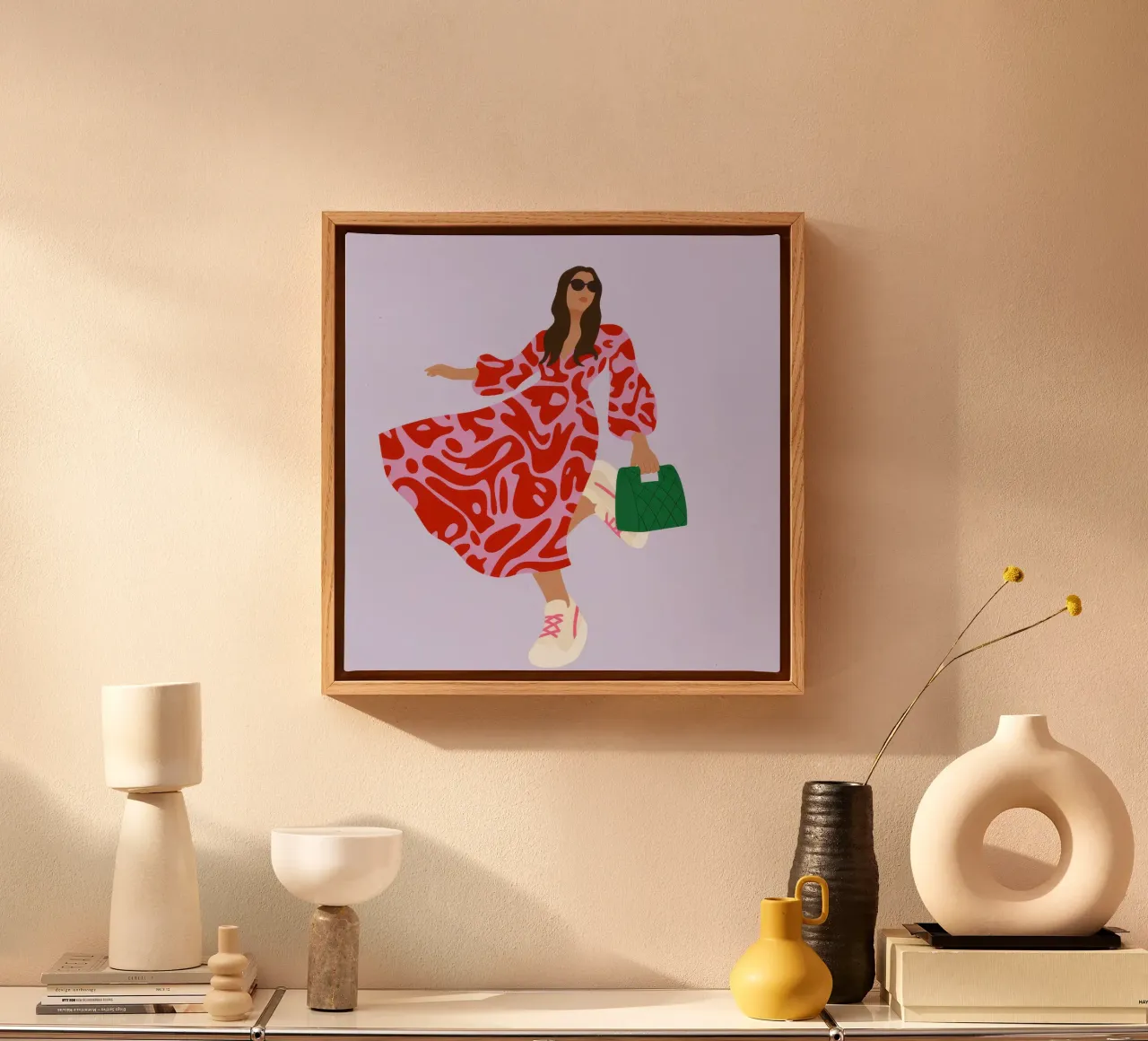 Dynamic Red Elegance canvas with Floater frame by Prism Palette