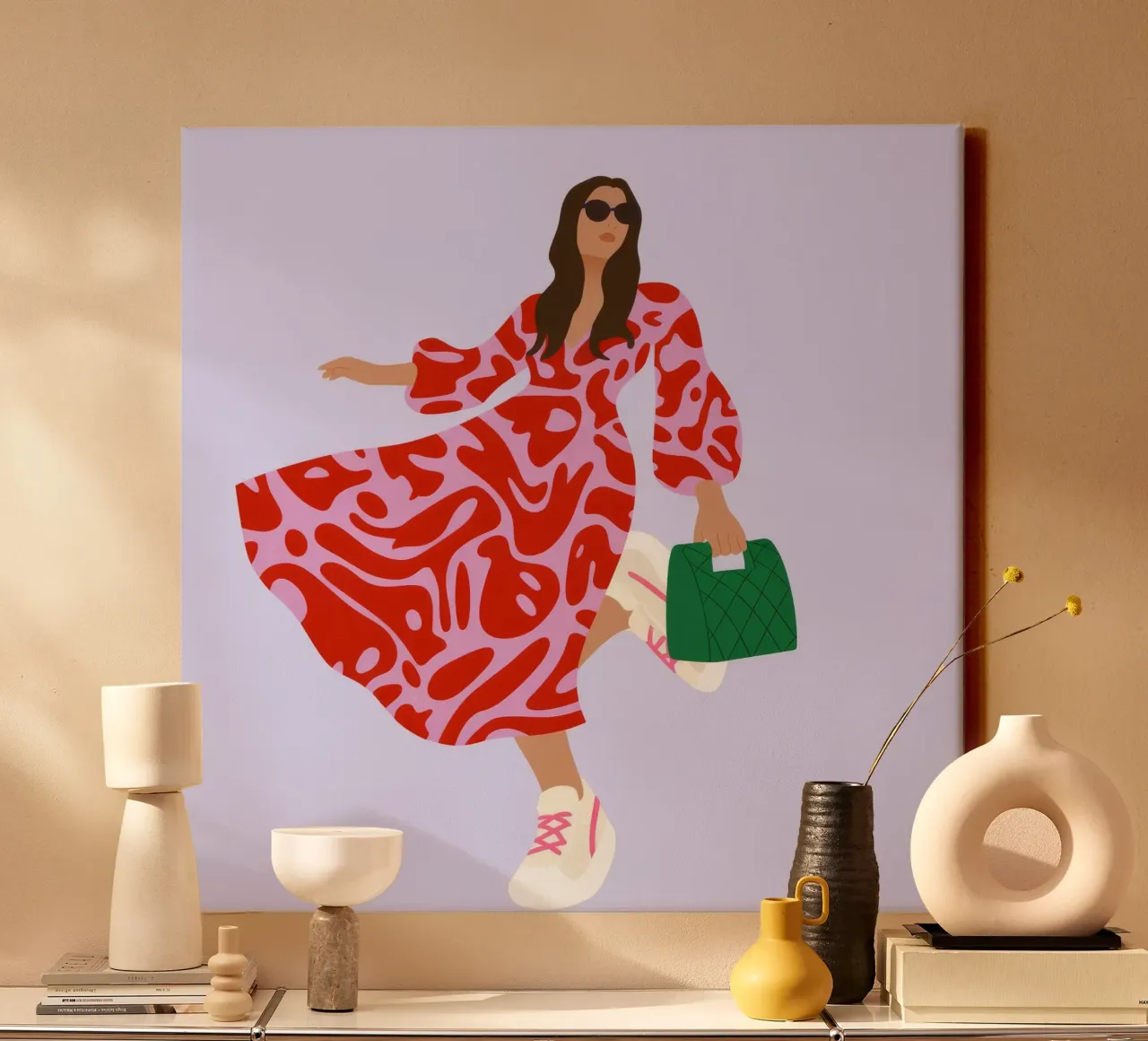 Dynamic Red Elegance canvas with Floater frame by Prism Palette