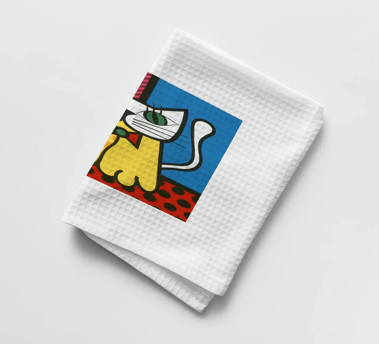 Chat jaune Romero Britto torchon de Perdana shop