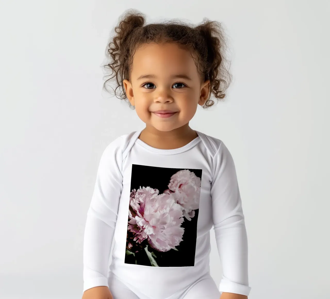 Two Peonies Langarm Babybody von Flora & Fauna